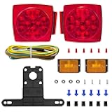 LED Red Tail Trailer Light kit, Wiring Harness,12V,Waterproof,Submersible,Side Marker Stop Brake Turn Signal Reverse For Bus Lorry Camper Boat Truck RV Pickup Golf Cart Motorcycle(Light kit)
