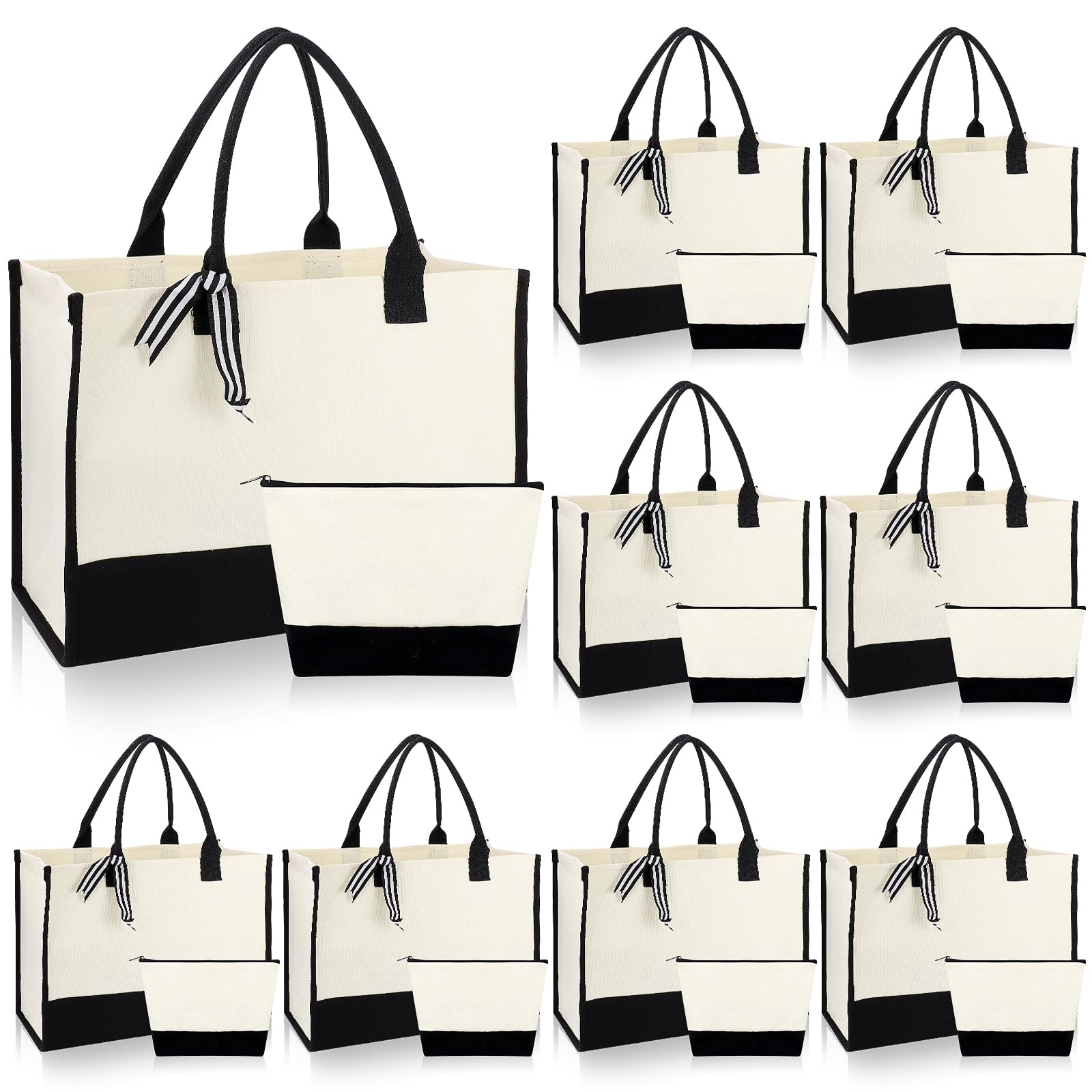 16 Stück Jute-Shopper mit Kosmetiktaschen, 43 x 30 x 18 cm Tote Bags Set