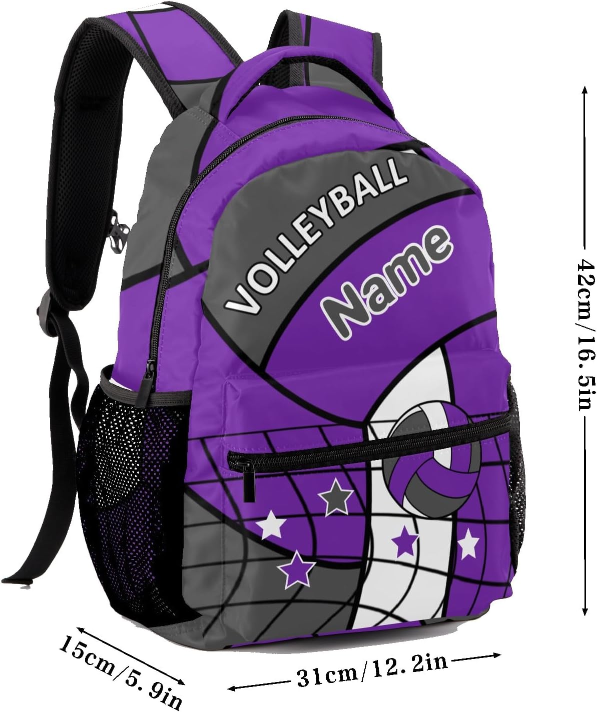 Personalized Sport Bag Volleyball Purple Laptop Backpack Casual School Backpack for Women Men Gift