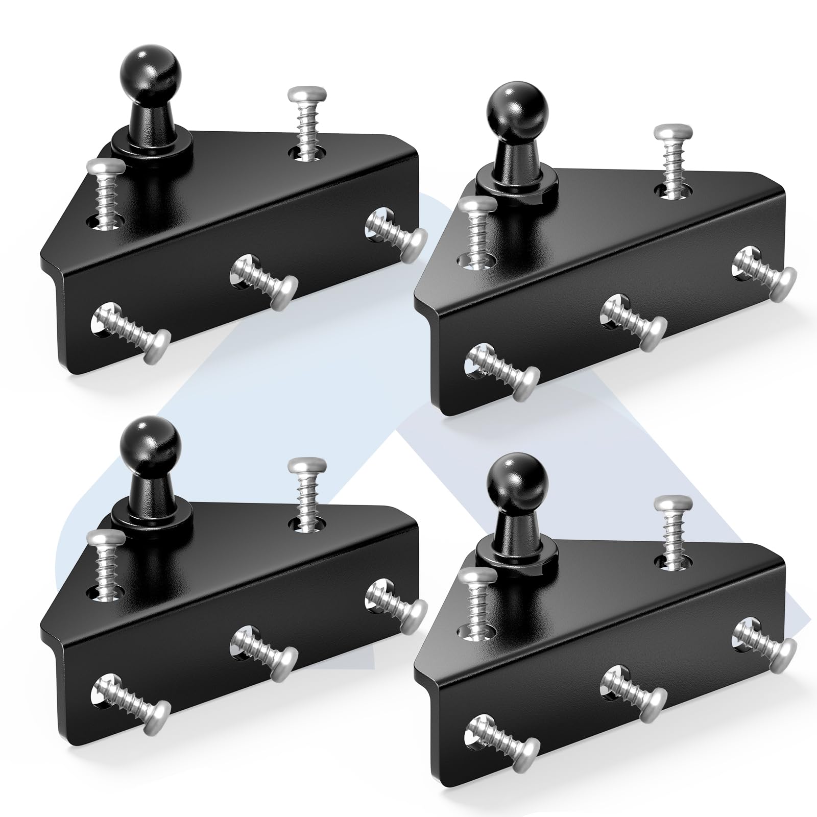 10MM Ball Stud Mounting Bracket Angled L-Shaped Gas-Strut Mounts for Lift Supports Shocks Spring Prop, Black Set of 4