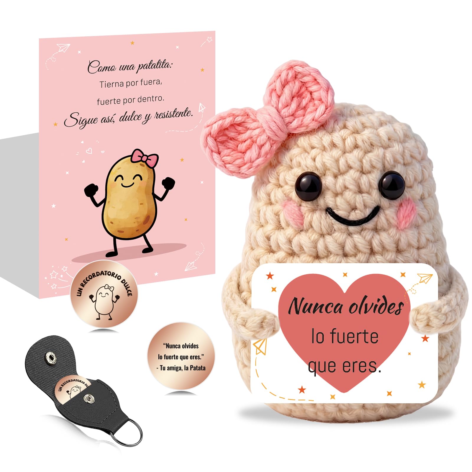 Szhhrxi Regalo Madre - Muñeco de Patata con Energía Positiva – Amuleto de la Suerte Hecho a Mano con Tarjeta Motivadora | Regalo Dia de la Madre, Regalos Mamá cumpleaños - Gifts for Mom (Patata)