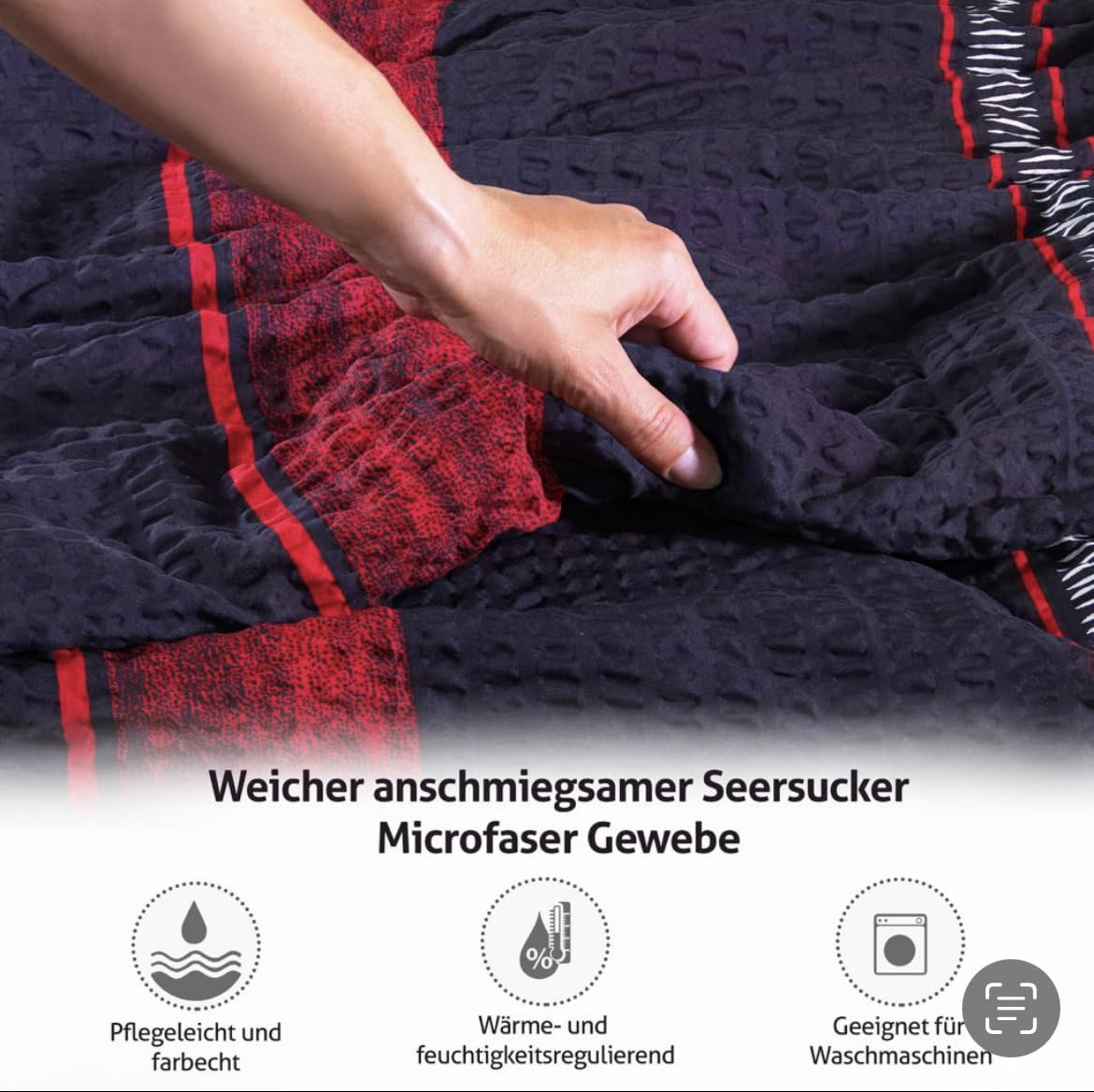 FELLANO 4 teilig Seersucker Bettwäsche 135x200 Set mit je 2 Bettbezüge 135 x 200 & Kissenbezüge 80x80 | ÖkoTex Zertifiziert & für Allergiker geeignet (Design 2, 2 x 135x200 + 2 x 80x80)