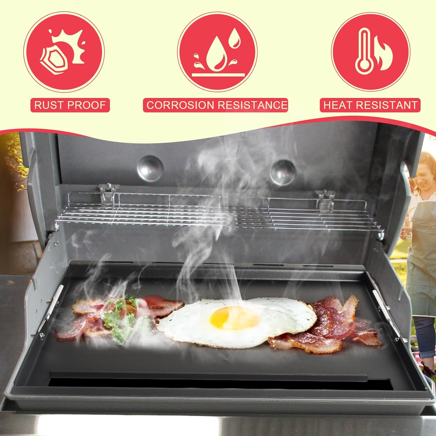 Foldable 66044 Warming Rack & Full Size Griddle Insert for Weber GS4 Genesis II 300 Series Grill,Genesis 2 E-310 S-310 E-330 E-315 S-315 S-335 Grill Parts