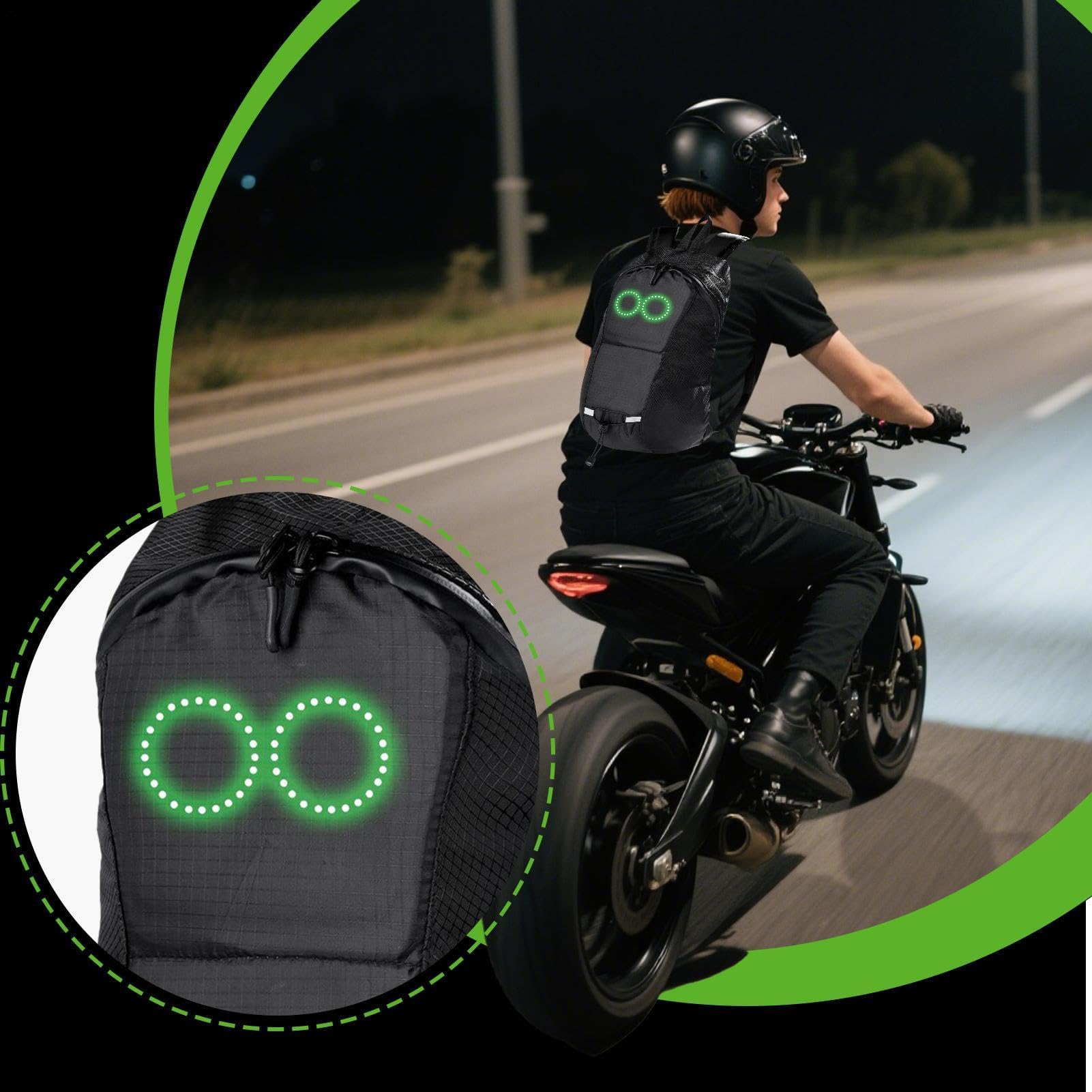 LED-Motorrad-Rucksack, dynamischer leichter Rucksack für Reisen