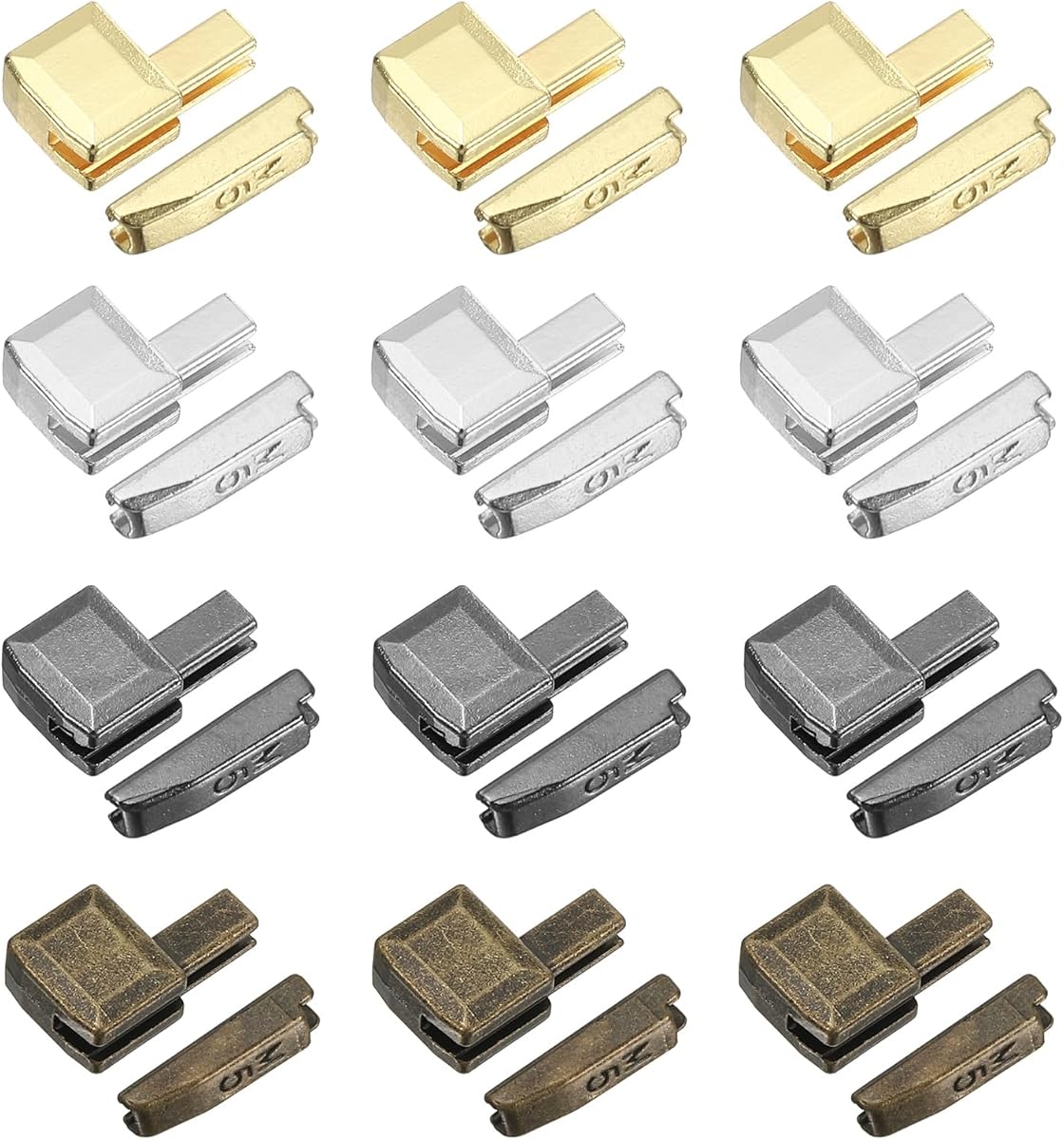 YELARXI Zipper Repair Kit, Metal Zipper Latch Slider Retainer Insert Pin Top Bottom Stoppers, #5 Fit for Jacket Coat Backpack Sewing Accessories (12 Pair, Light Gold/Black/Silver/Bronze)