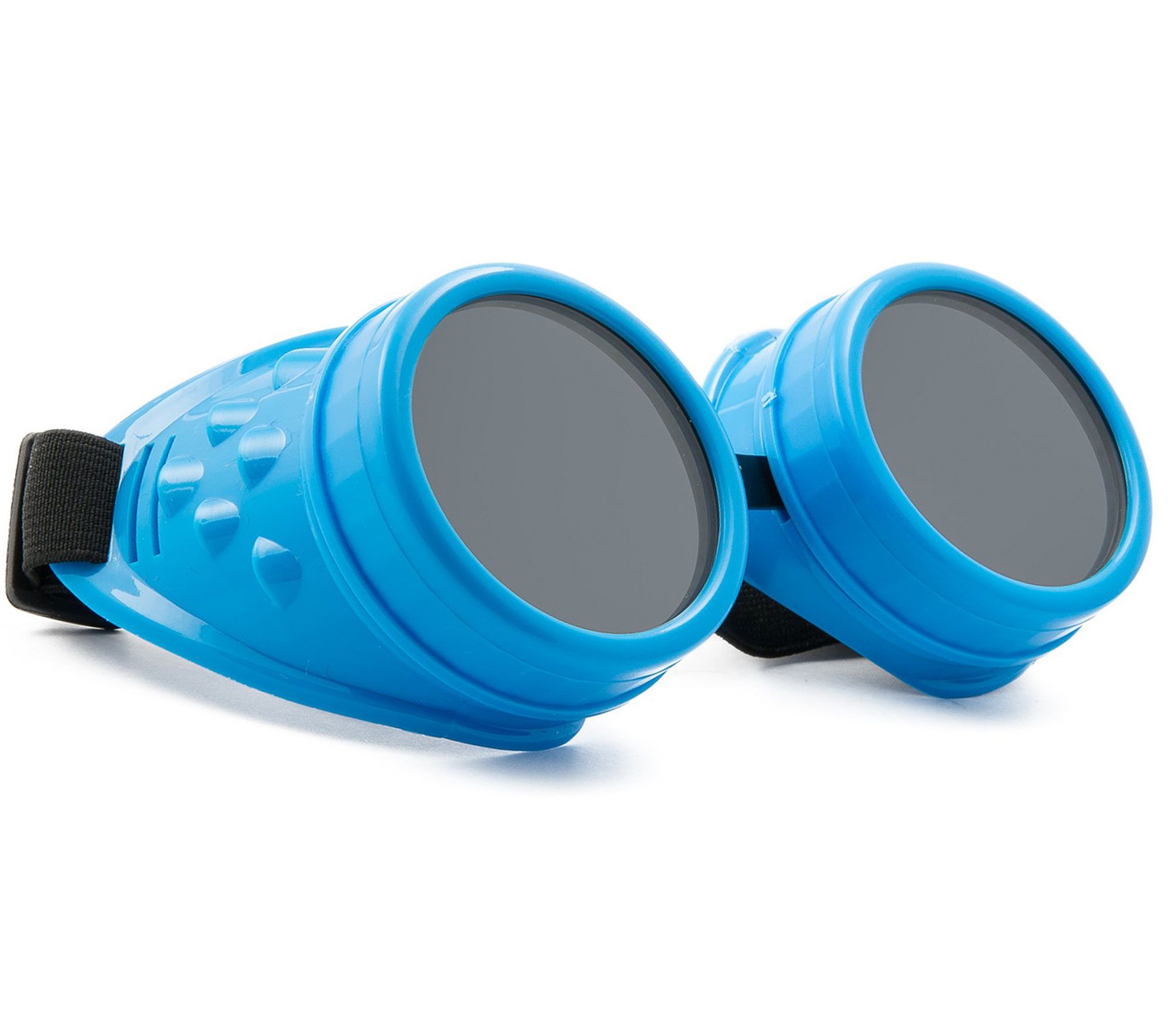 Morefaz Welding Cyber Goggles Steampunk Goth Cosplay Sunglasses 50s Round Glasses Vintage Hippy Party Fancy Dress MFAZ Ltd (Blue)