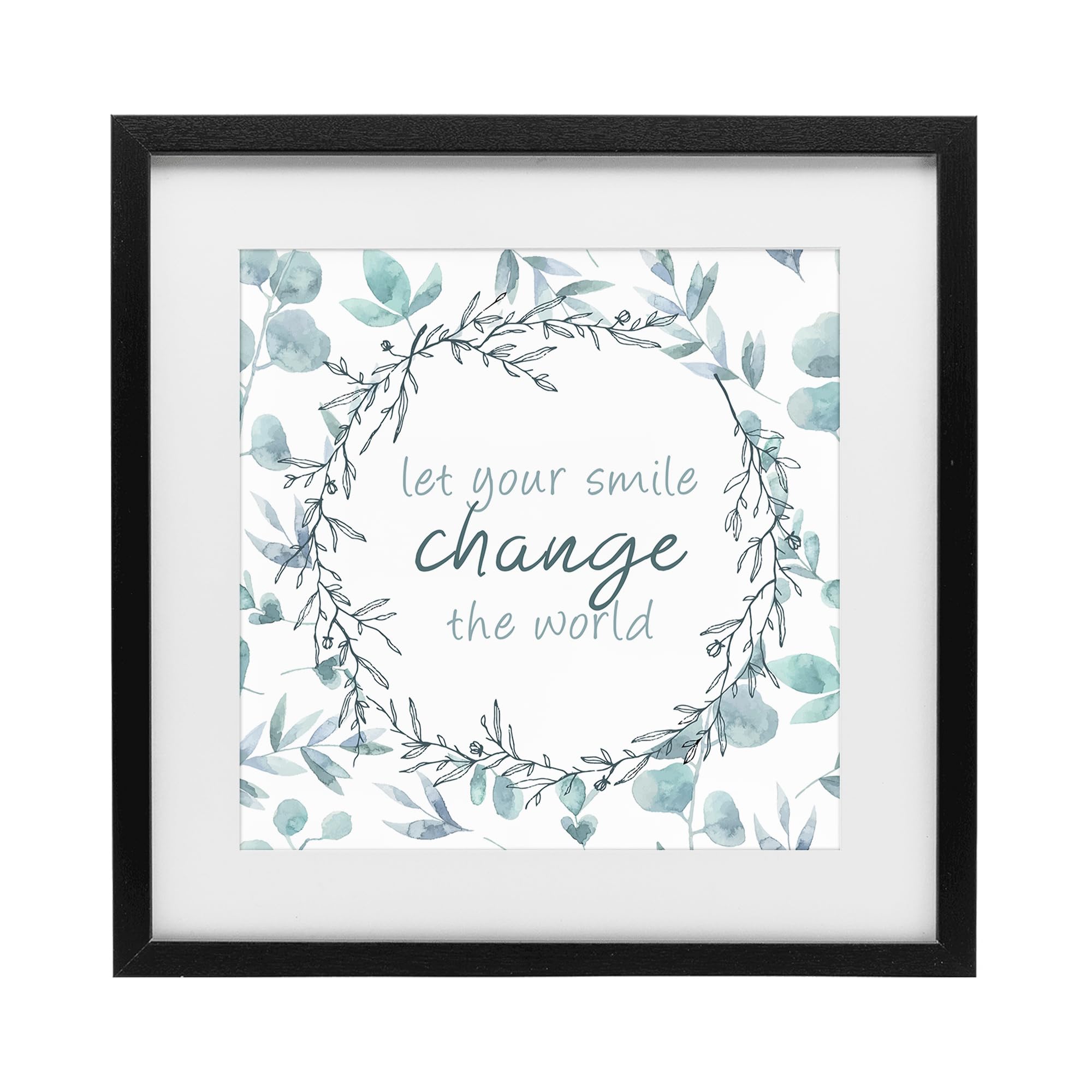 Stupell Industries Midnight Black (Textured) Inspirational Floral Quote, 16 X 16 Inch Framed Print Under Glass