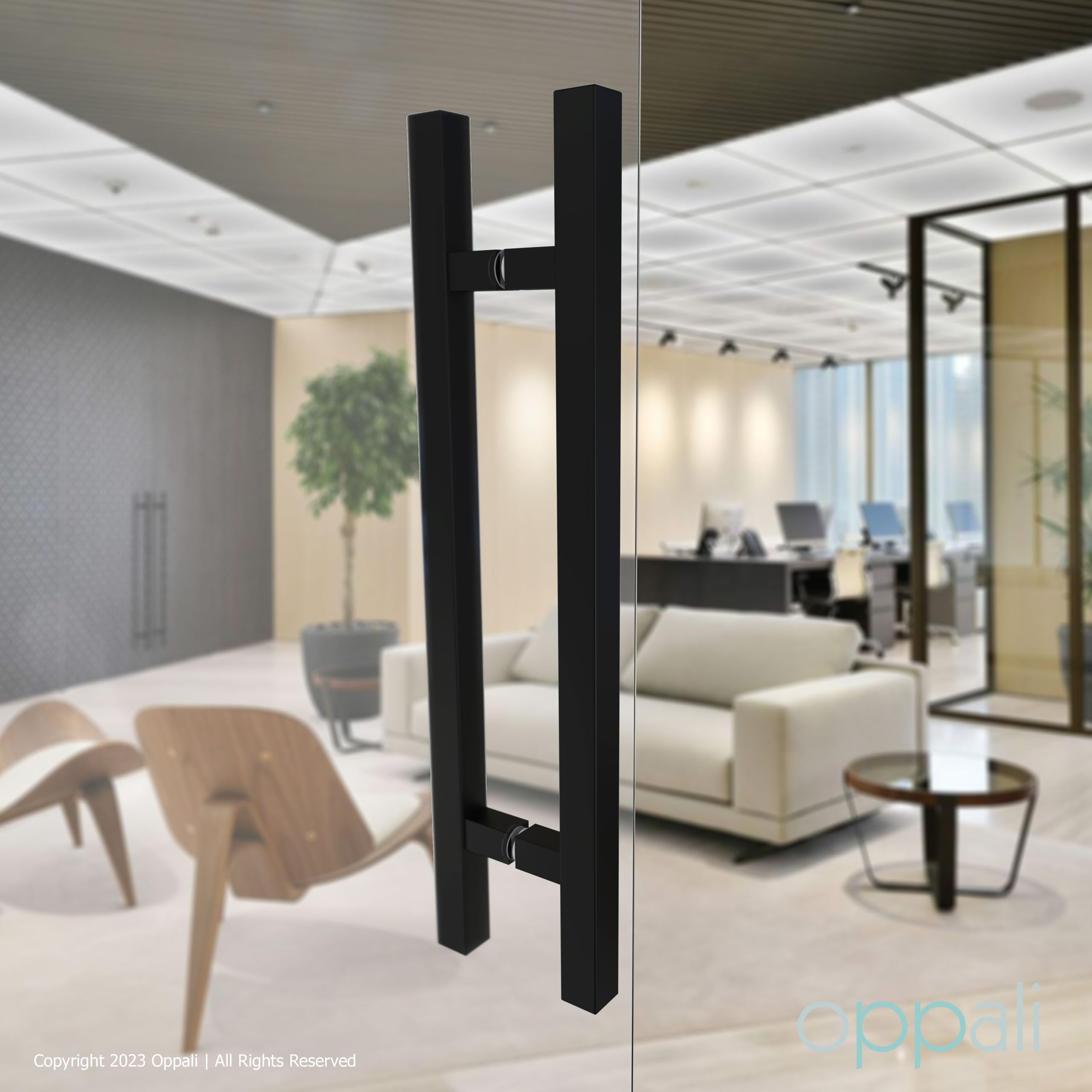 Nero Acciaio Inossidabile Materiale di alta qualità Quadrato Rettangolo Maniglia per Porta Entrata Art.520 | Quadrato T-Bar | 120cm Lunghezza totale