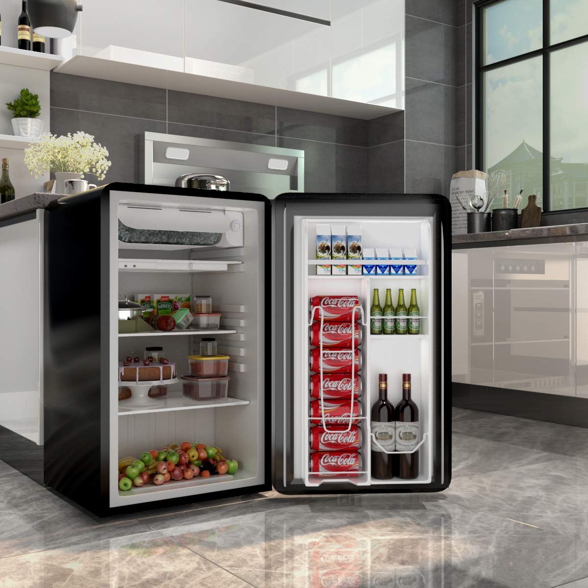 COSTWAY Compact Refrigerator, 3.2 cu. ft. Single Door, Small Under