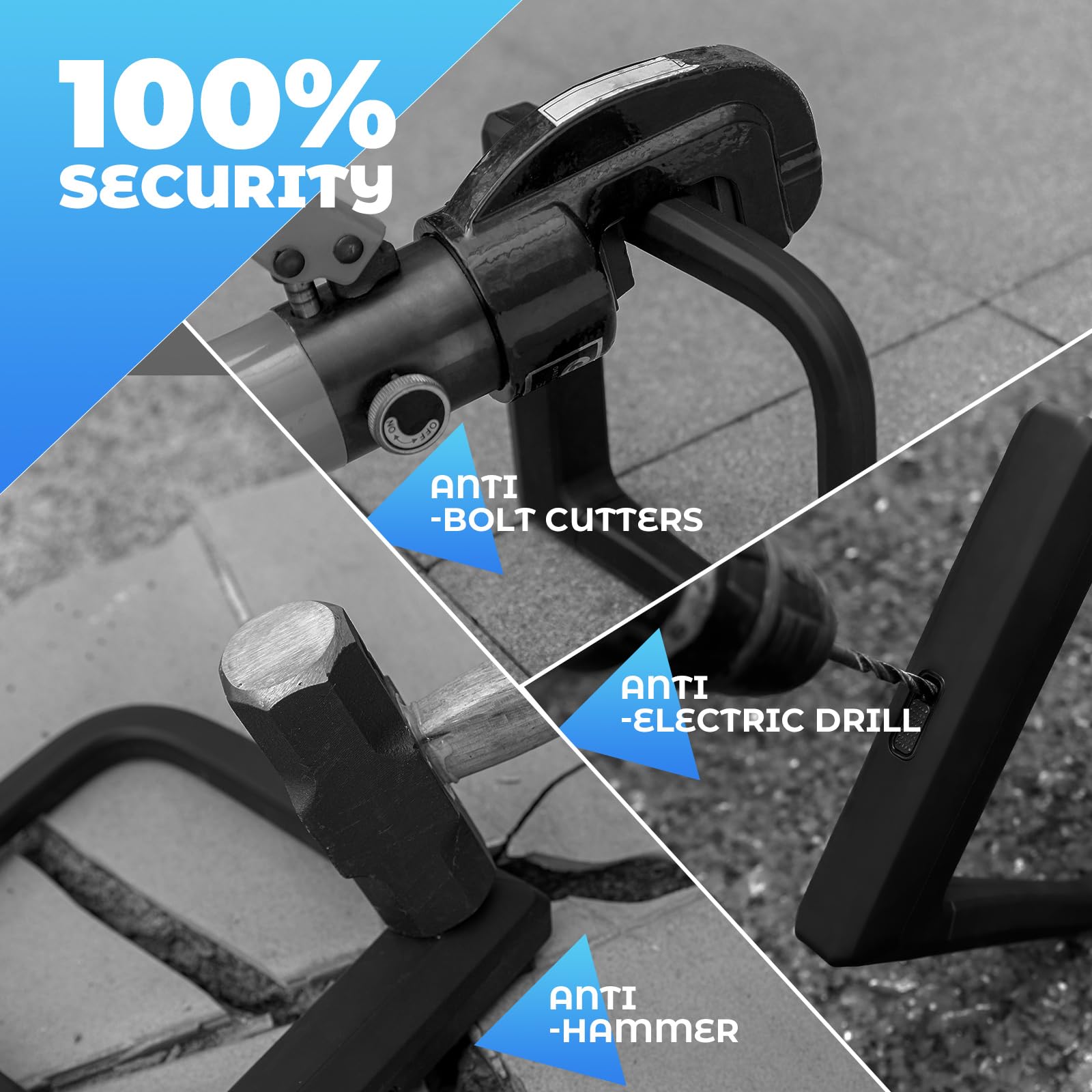 ROCKBROS Lucchetto a U per Bici, Lucchetto per Bicicletta, Lucchetto ad Alta Resistenza, Blocco a U Antifurto, Adatto per Bici, Moto, E-bike, MTB