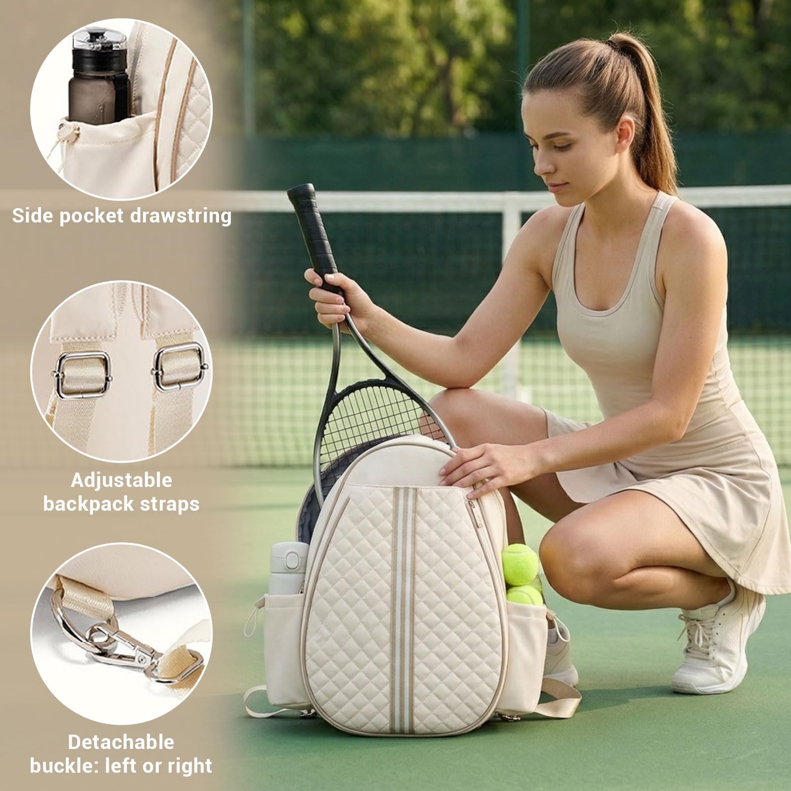 Tennisrucksack, Tennisrucksack Tennistasche, Unisex Tennistaschen für Damen Herren, Wasserdichter Tennis Rucksack für Tennisschläger Padel Tennis Badminton Tasche Sport Pickleball Tasche