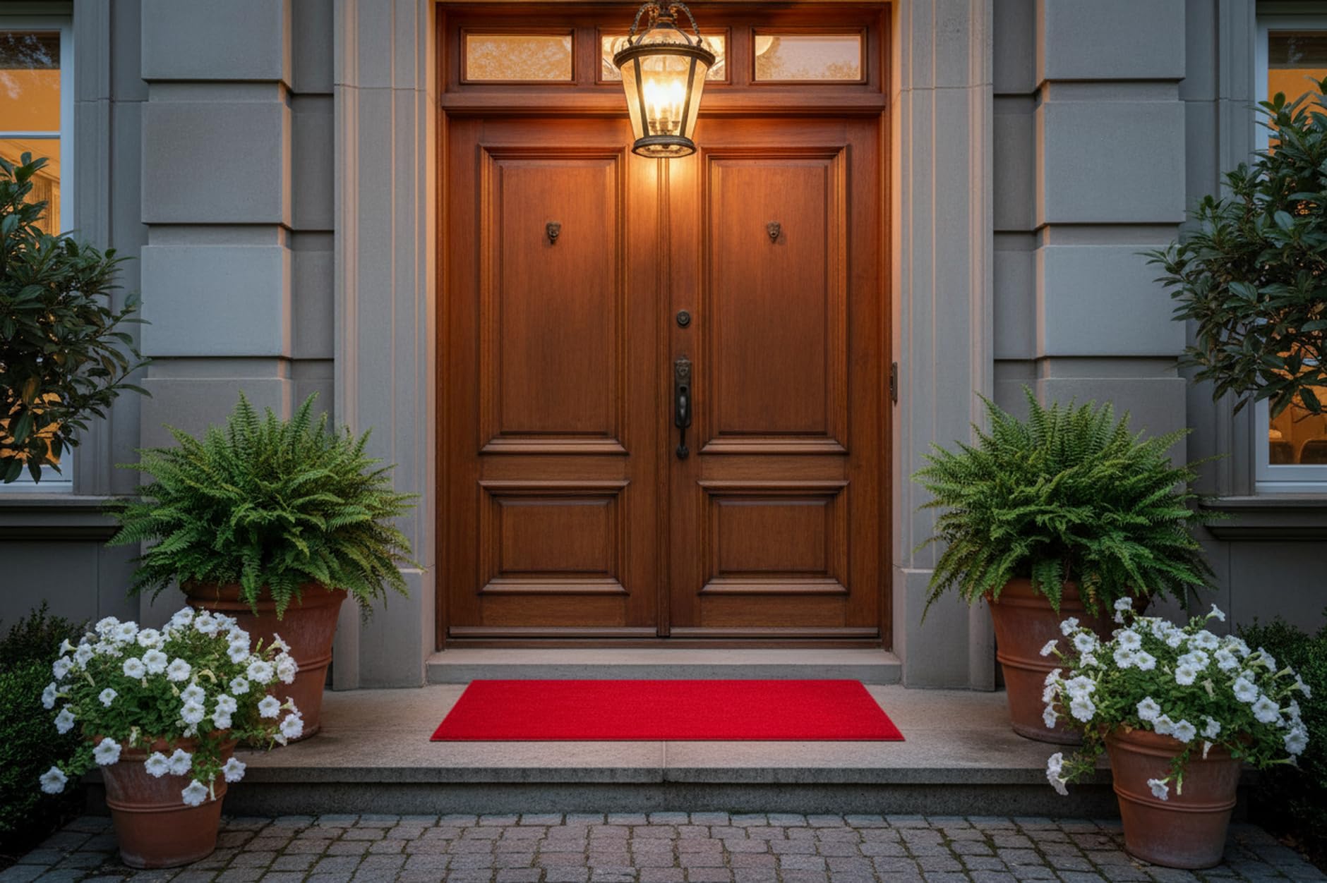 Zerbino Royal Tappeto Ingresso per Porta Esterna, Lavabile, Antiscivolo, Robusto, Copri Scalino, Su Misura Personalizzato (Rosso, 90x150)