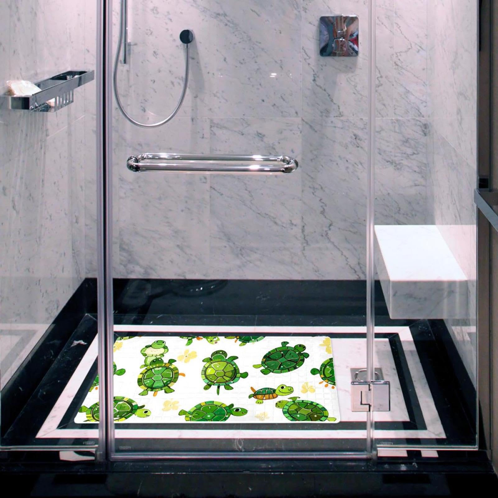 Tapis de bain de qualité supérieure - Antidérapant, facile à nettoyer et sans danger pour toute la famille - Motif tortue humoristique