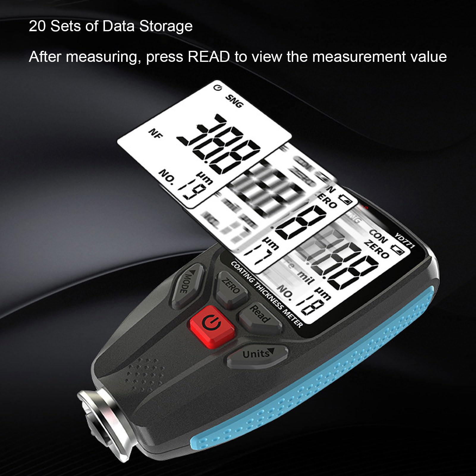 Misuratore di Spessore della Vernice, Misuratore di Spessore del Rivestimento con Display LCD per Vernice per Auto, Rivestimenti in Polvere, Alluminio Anodizzato, Mobili,