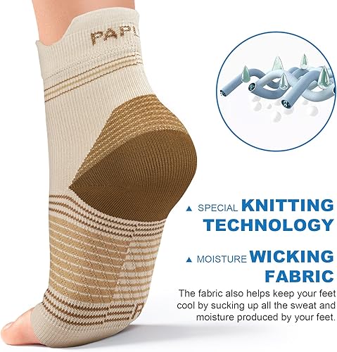 Miniatura 31 de Calcetines para fascitis plantar (6 pares) para hombres y mujeres, mangas de compresión para pies con soporte de arco y tobillo (blanco, S)