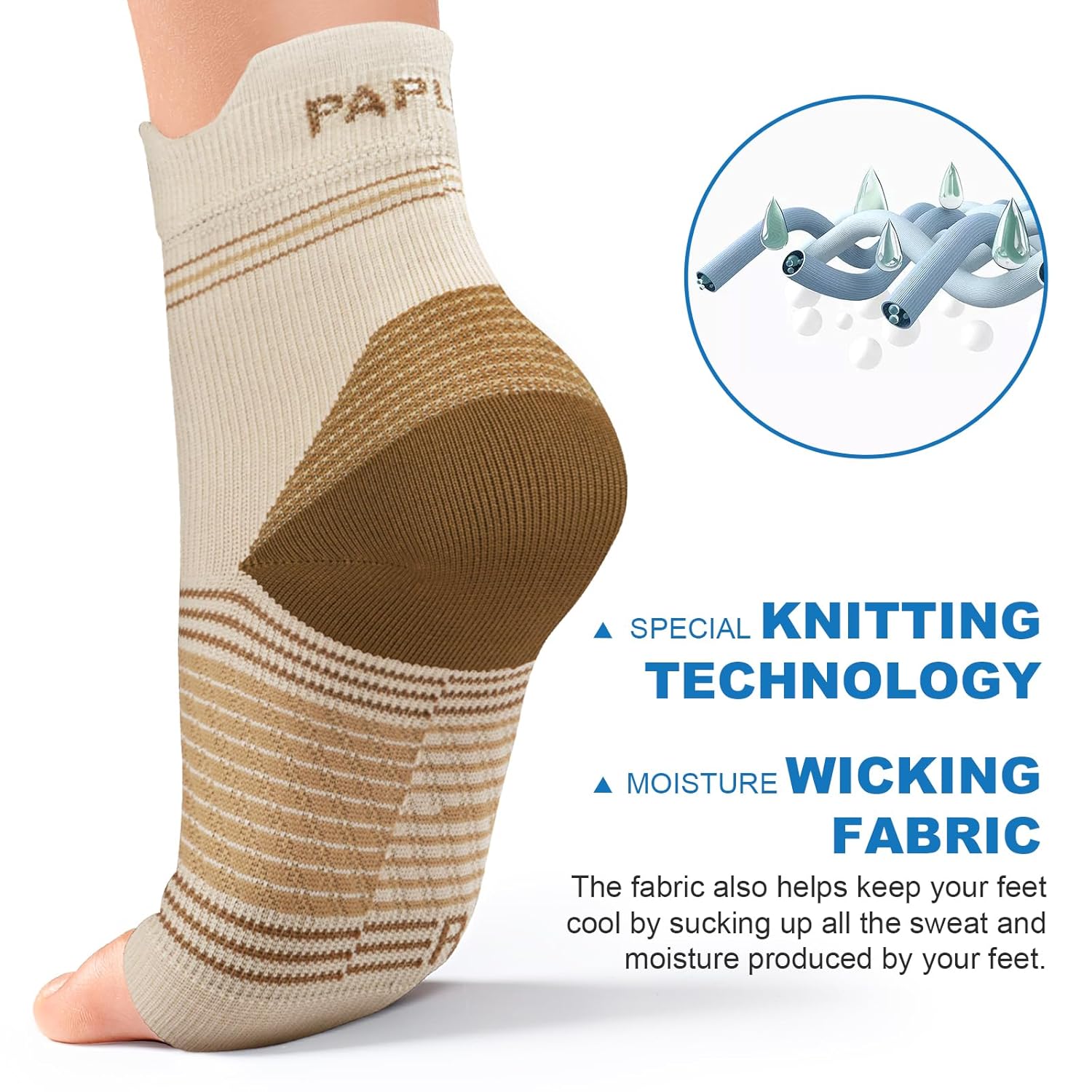 Plantar Fasciitis Sock (6 Pairs) for Men and Women, Compression Foot Sleeves with Arch and Ankle Support (Nude，Large) - Image 5