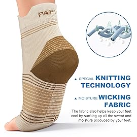 Plantar Fasciitis Sock (6 Pairs) for Men and Women, Compression Foot Sleeves with Arch and Ankle Support (NudeX-Large)