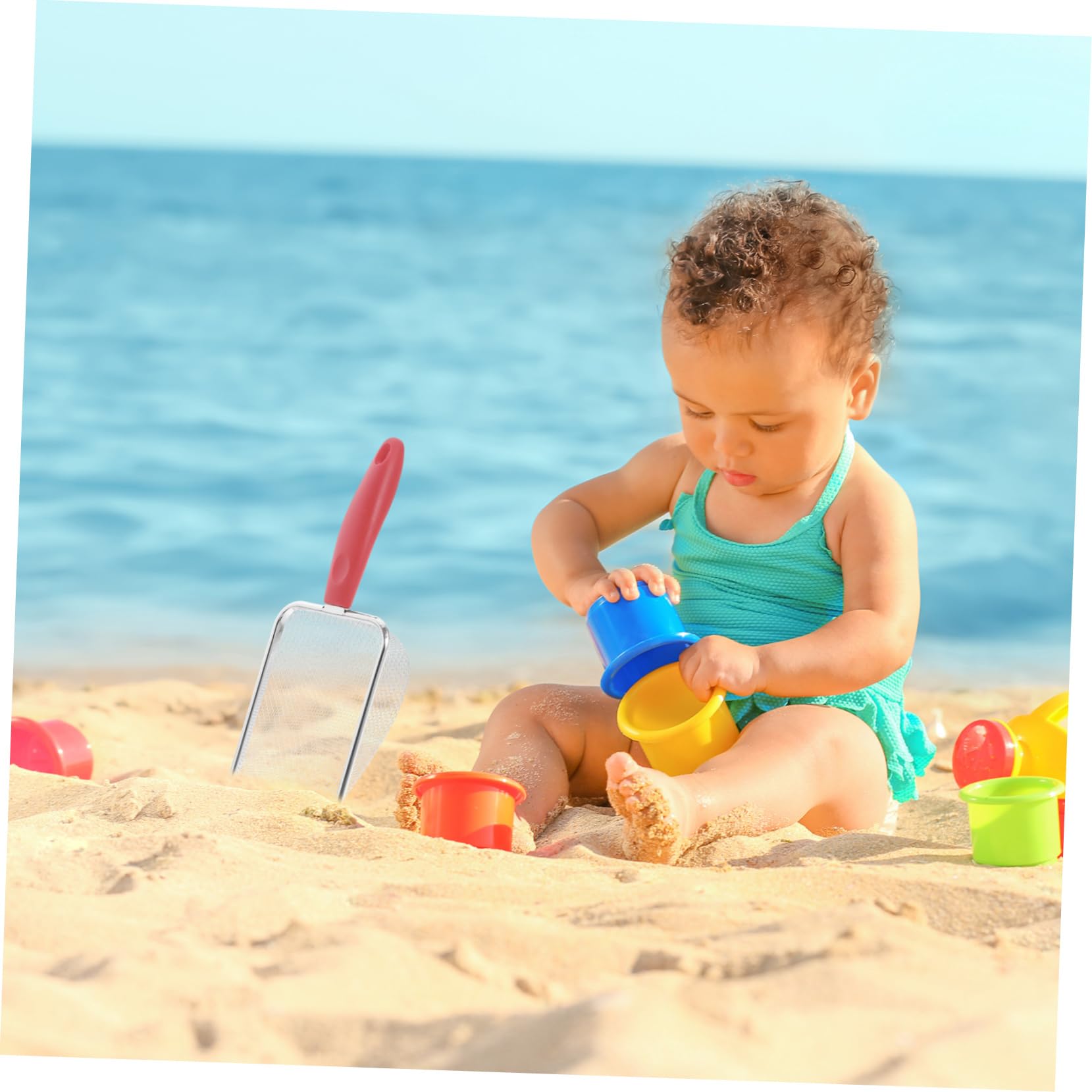 BCOATH Beach Sand Shovel for Mesh with Comfortable Handle for Collecting Shells Sifting Sand Beach for Fun Easy Use Mesh Design