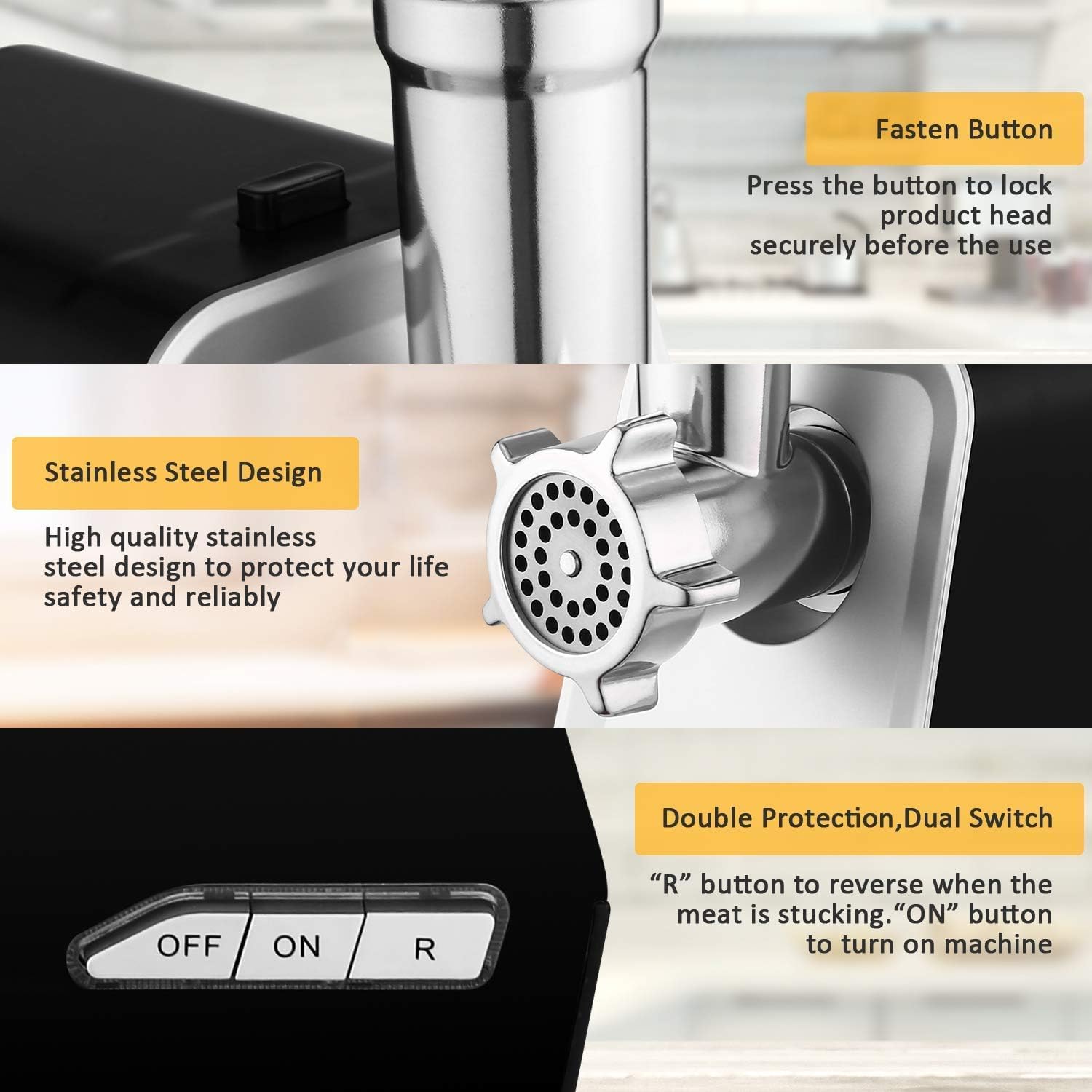 TRITACARNE PROFESSIONALE 2000W, Macchina Multifunzione per Carne Macinata, Salsicce Italiane e Biscotti | Lame Acciaio Inox | Kit Accessori Completo | Uso Domestico, Argento