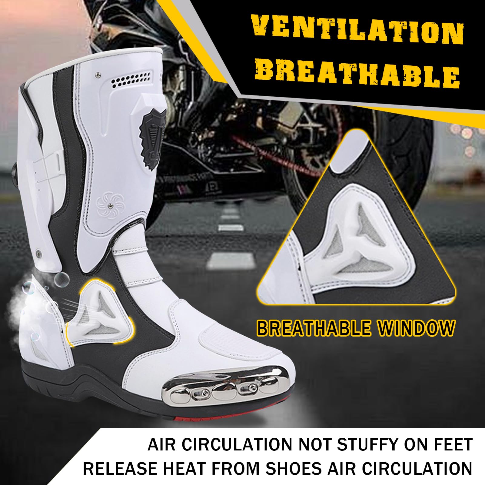 Motorradstiefel Herren und Damen - Motorrad ergonomisch Wasserdicht Stiefel Tourenstiefel Schuhe Männer Leder mit Motorradschuhe aufgesetzten Hartschalenprotektoren