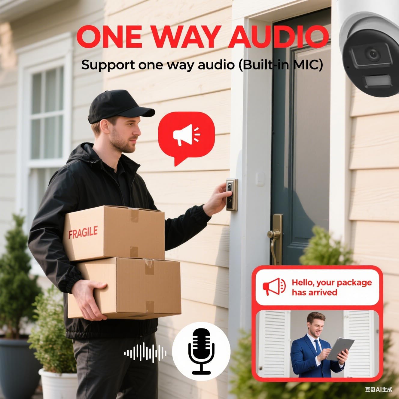 8 Channel Acusense Security Camera System with Human/Vehicle Detection EKI-K82T46H 4K, 8MP NVR 2TB with 6 x 4MP Smart Hybrid Light Turret Dome Cameras 2.8mm with Mic H.265+, Cable not Included