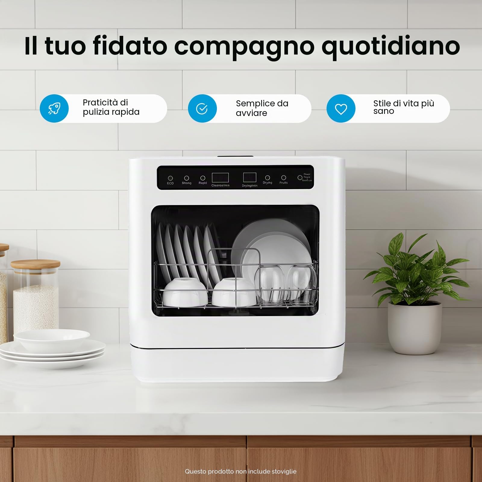 Mini lavastoviglie piccola 43 x 39 x 46 cm Quattro modalità di lavaggio lavastoviglie da tavolo portatile compatta per piccole case, appartamenti, dormitori