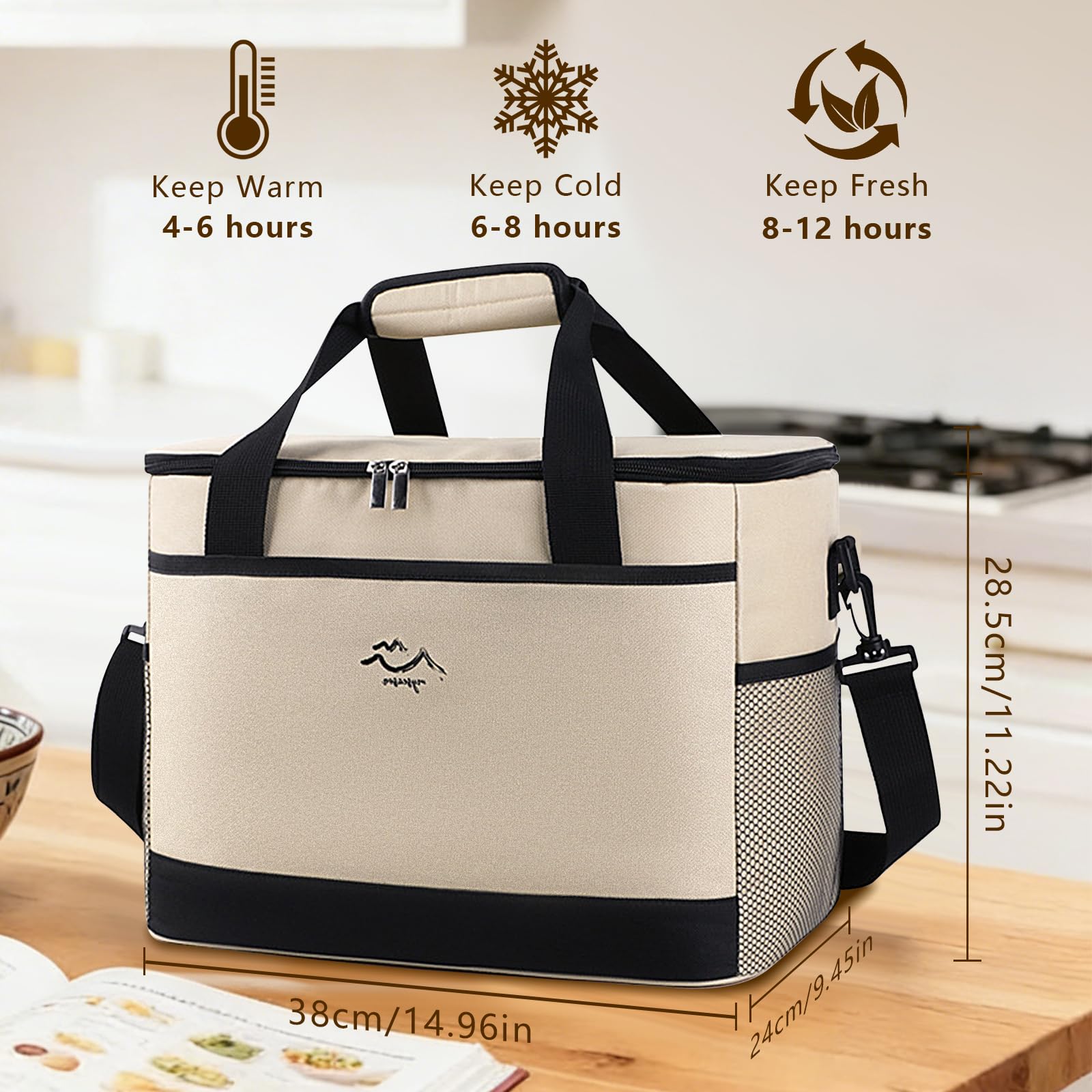 Kühltasche 26L Groß Faltbar XL Wasserdicht Tragbar Isolierte Picknicktasche Für Strand Camping Auto Picknick Einkauf Reise Thermotasche Leicht Isoliert Kühlbox Familienausflug