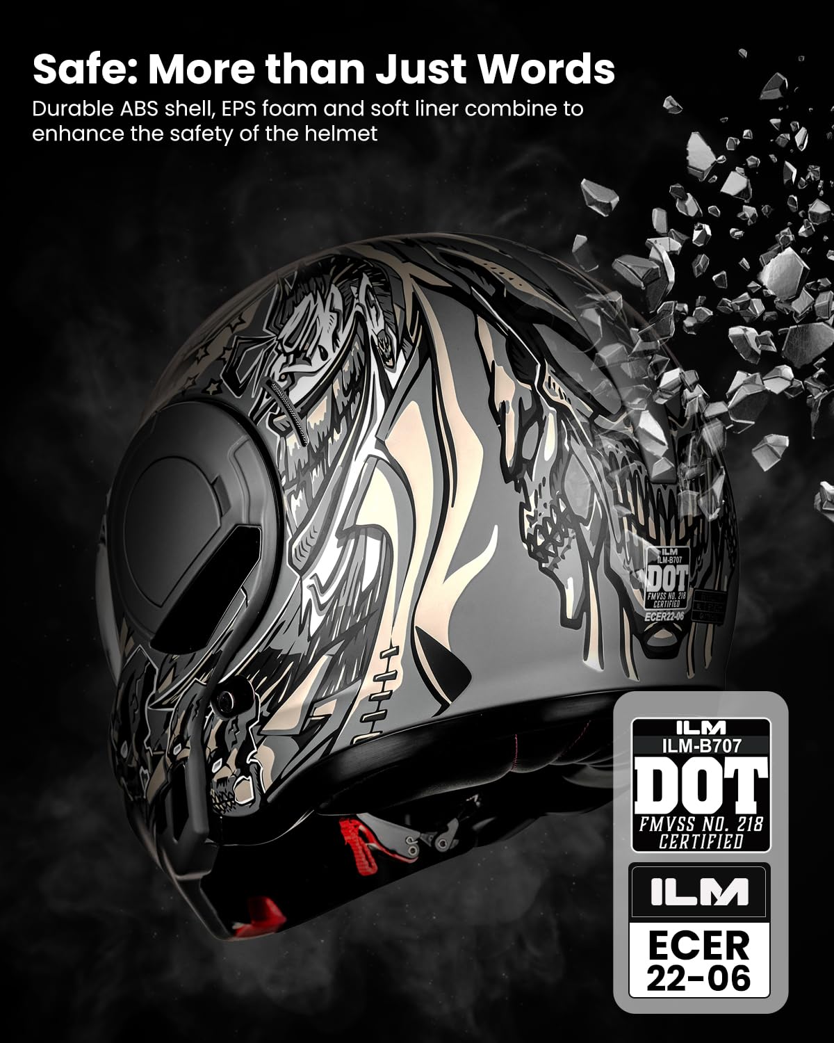 ILM Motorradhelm Integralhelm Klapphelm Fullface Helm Herren Damen ATV UTV mit 180° Umkehrbarer Kinnschutz ECE Model-B707,Armee Grün, L