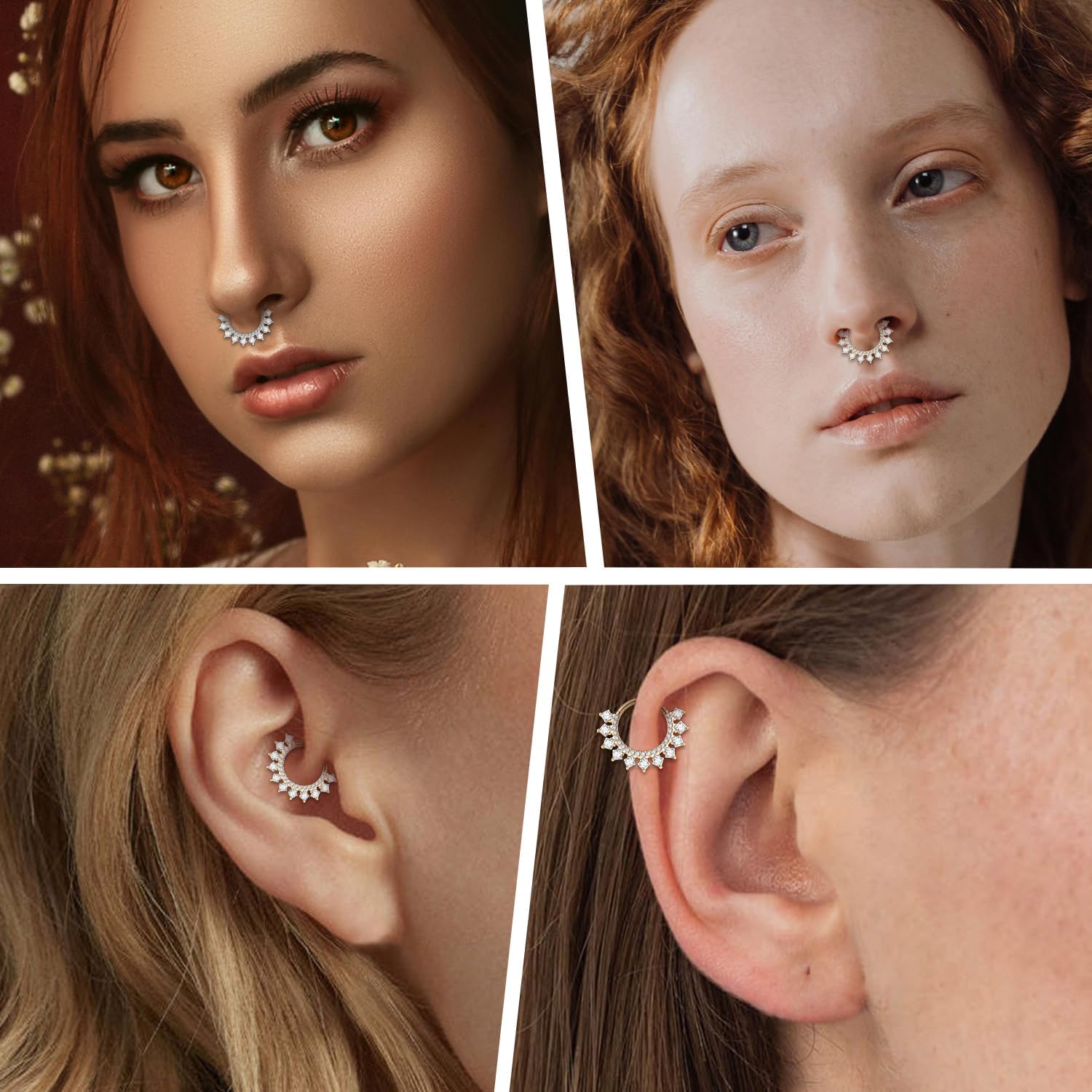 FUNLMO 316L Surgical Steel Septum Ring Daith Piercing Jewelry Nose Ring Hoop Tragus Helix Rook Piercing Jewelry Cartilage Earrings For Women Men - Image 5