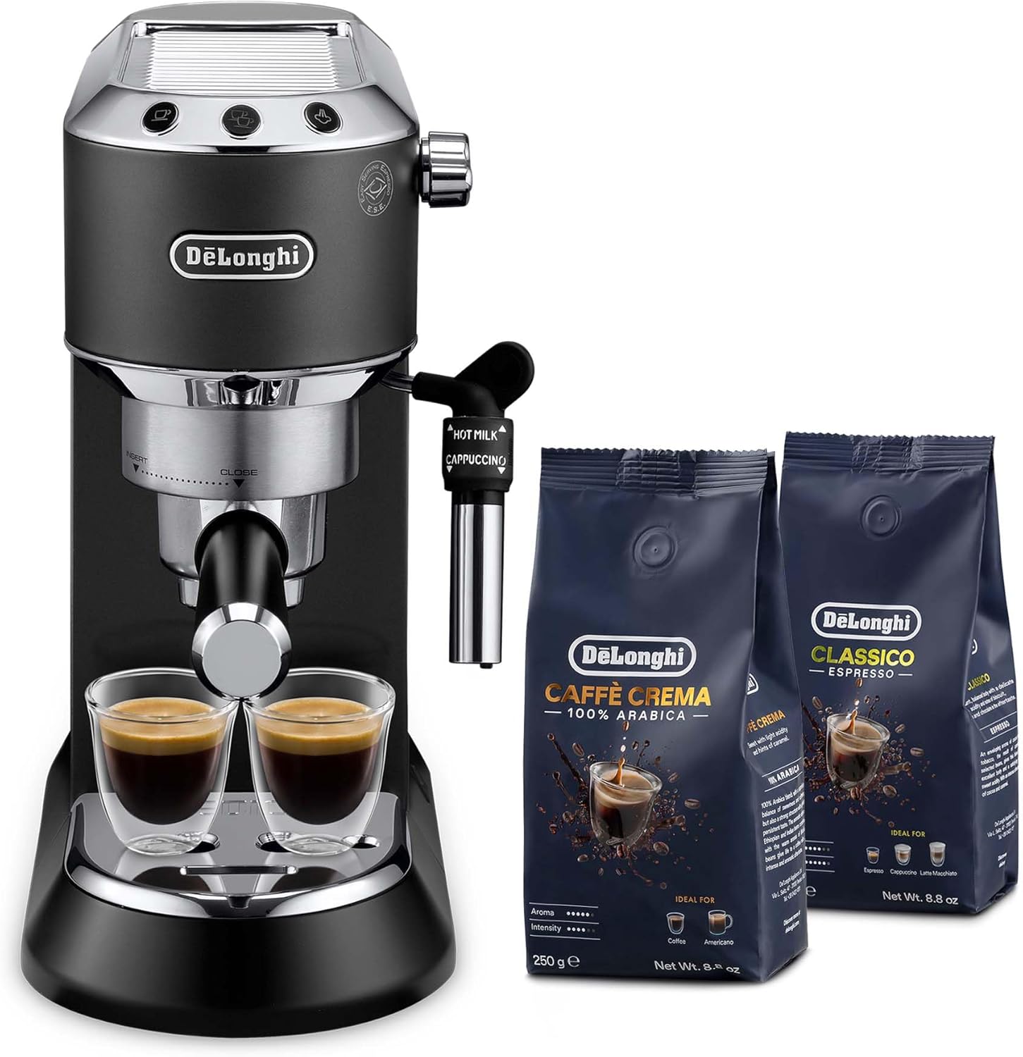 De'Longhi Dedica Pump Espresso Manual Coffee Machine With 2 Packs 100