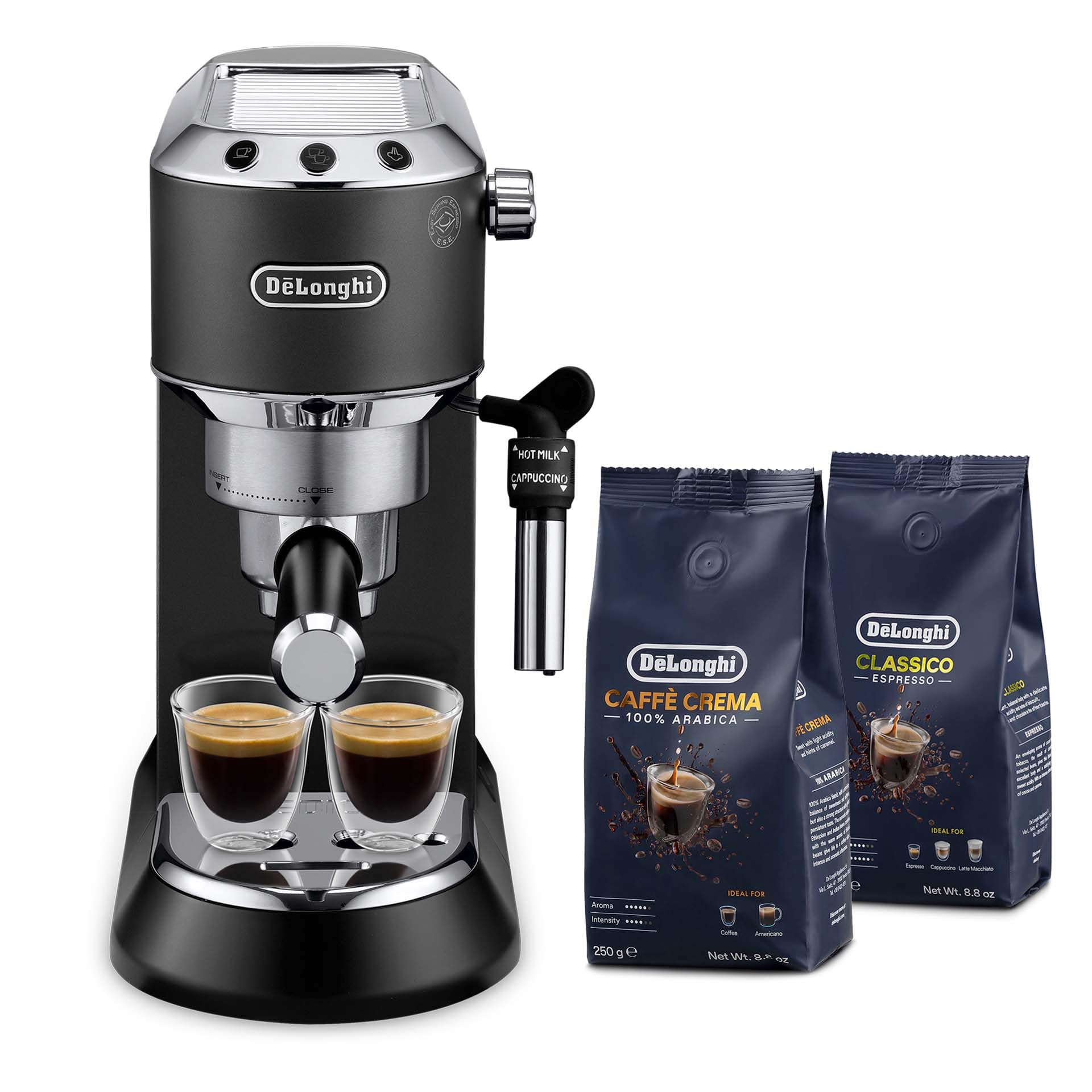 Delonghi Dedica Pump Espresso Manual Coffee Machine With Packs