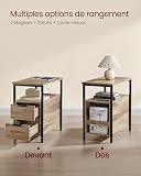 VASAGLE Table d’Appoint avec Multiprise, Petite et Fine avec 2 Tiroirs, Table de Chevet avec Rangement, pour Salon, Chambre, Marron Camel et Noir d'encre LET325K01 - 5