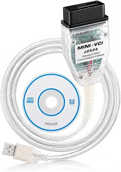 Mini VCI J2534 Cable Toyota TIS V18.00.008 OBD2 Cable Connector Scanner Adapter Car Diagnostic Tool Cable Compatible with TIS Techstream Programming Diagnostic Cable USB Diagnostic Cable Support Win XP WIN7