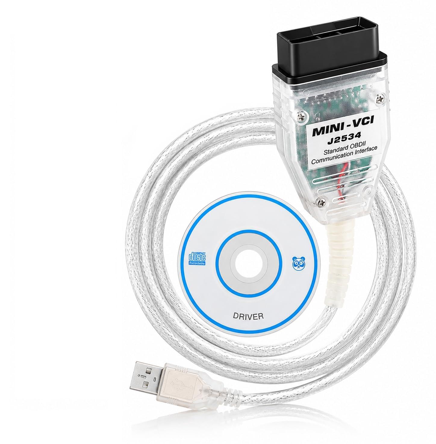 VCI J2534 OBD2 USB-Diagnosekabel, Software V16.00.017 & Firmware V1.4.8, ECU-Codierung, Programmierung und OBDII-Scan-Tool, 16-polige Schnittstelle, kompatibel mit Windows XP/7/10, Treiber-CD im