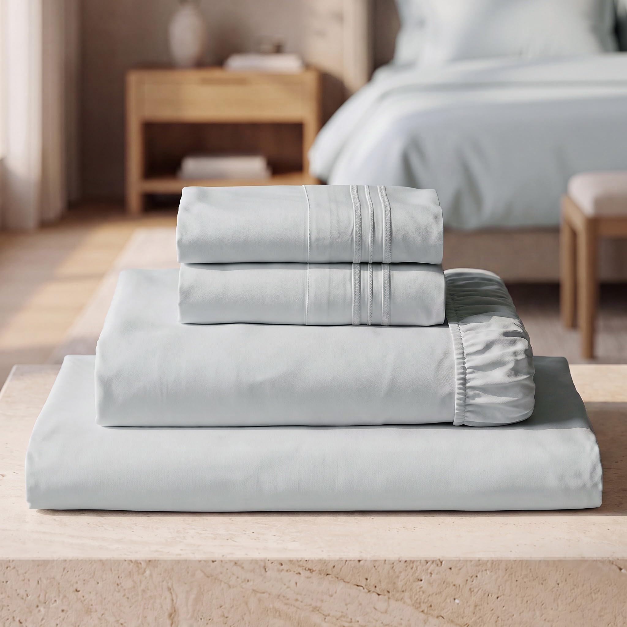 Mellanni Iconic 4-Piece, Ultra Soft Sheet Set (King, Light Gray)