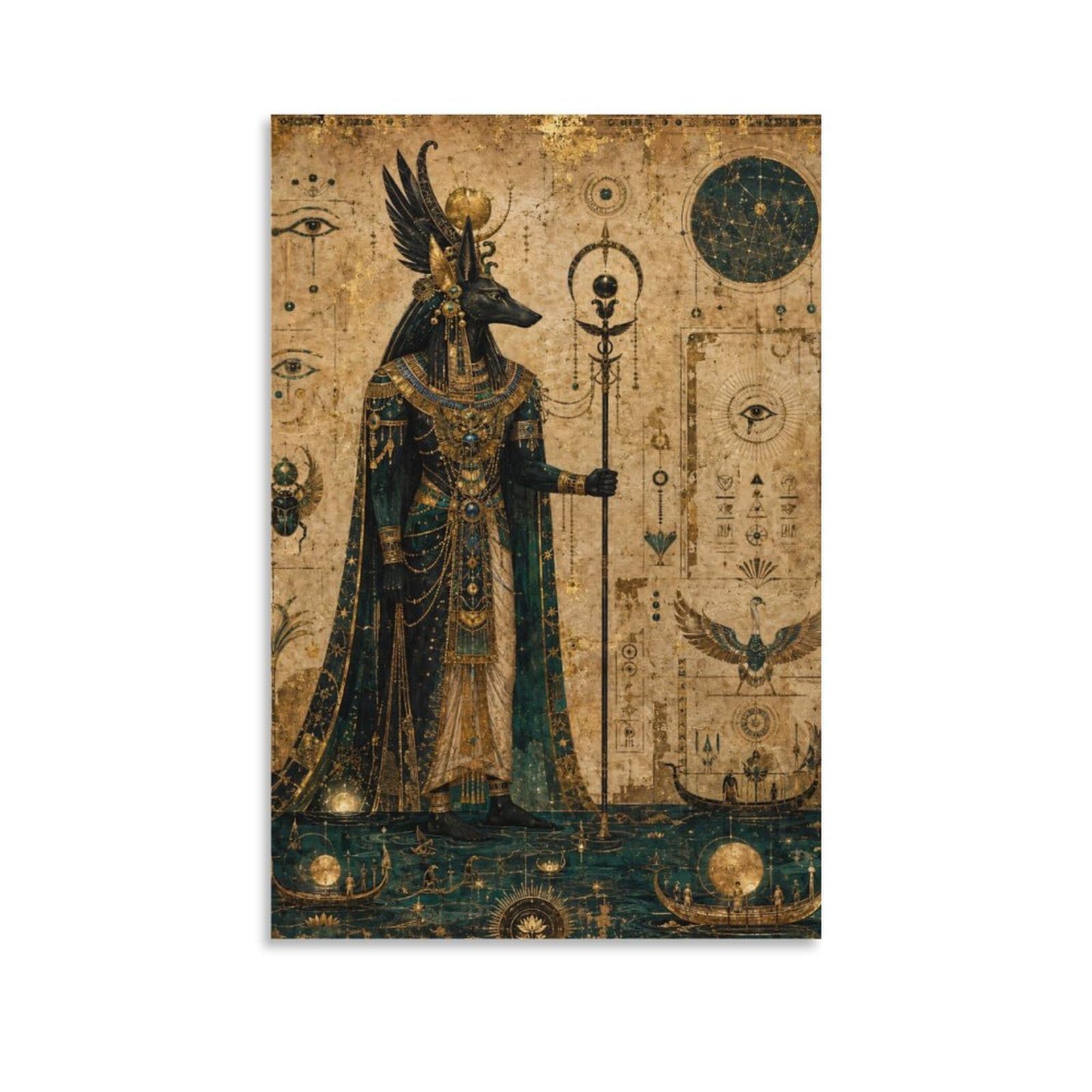 W7C8U2X3 Anubis Celestial Egyptian Canvas Wall Art, Ancient Egyptian