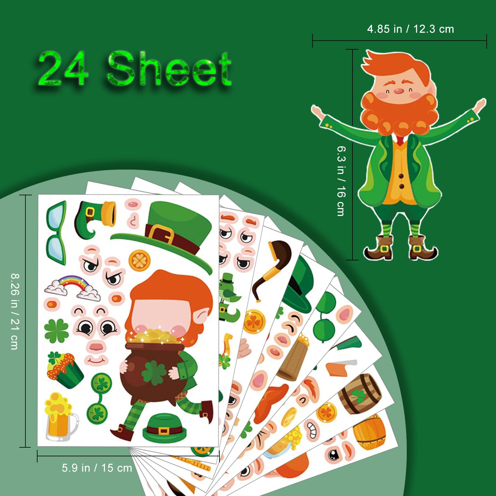 Maak een gezicht St. Patrick's Day stickers voor kinderen 32 vellen