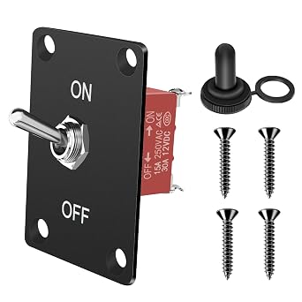 Heavy Duty Toggle Switch ON-Off 12V DC 30A 2 Pin 2 Position SPST Waterproof Marine Toggle Switch with Aluminum Mounting Panel, Boot Cover Cap for Auto Car Marine Boat