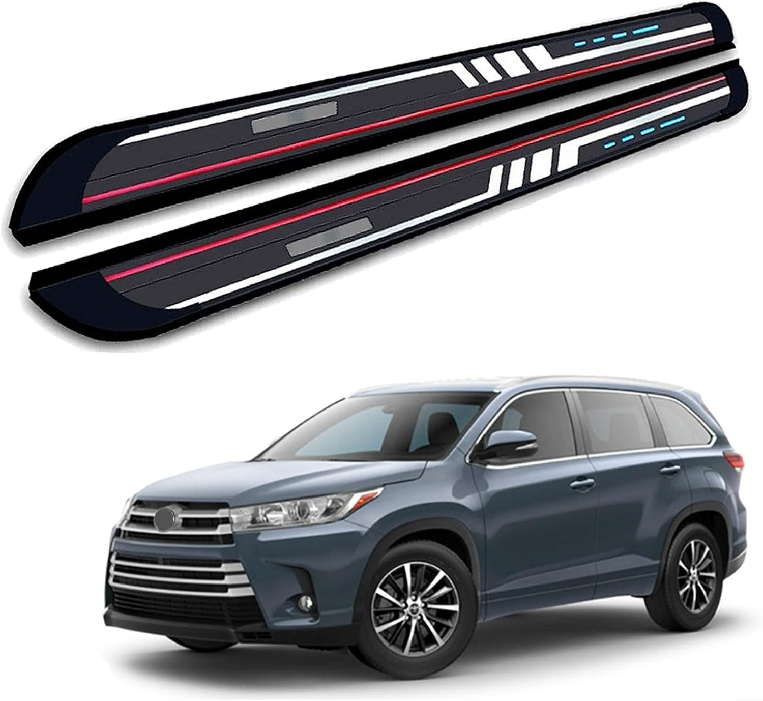 2PCS Running Boards Compatible with Toyota Highlander 2014 2015 2016 2017 2018 2019 Side Step Running Board Nerf Bar Pedal with Brackets