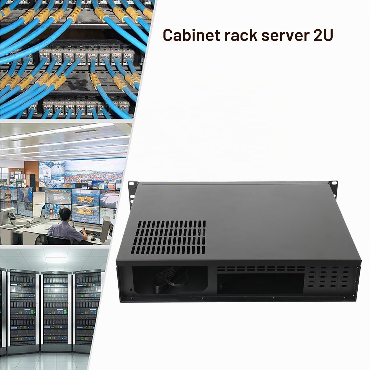 Enclosure per server rack da 14 rack (profondità 35 cm) 2U 2U Rackmount Server Enclosure supporta schede madri Micro ATX/Mini ITX, armadi server a parete stretta con connessione USB 4 slot di