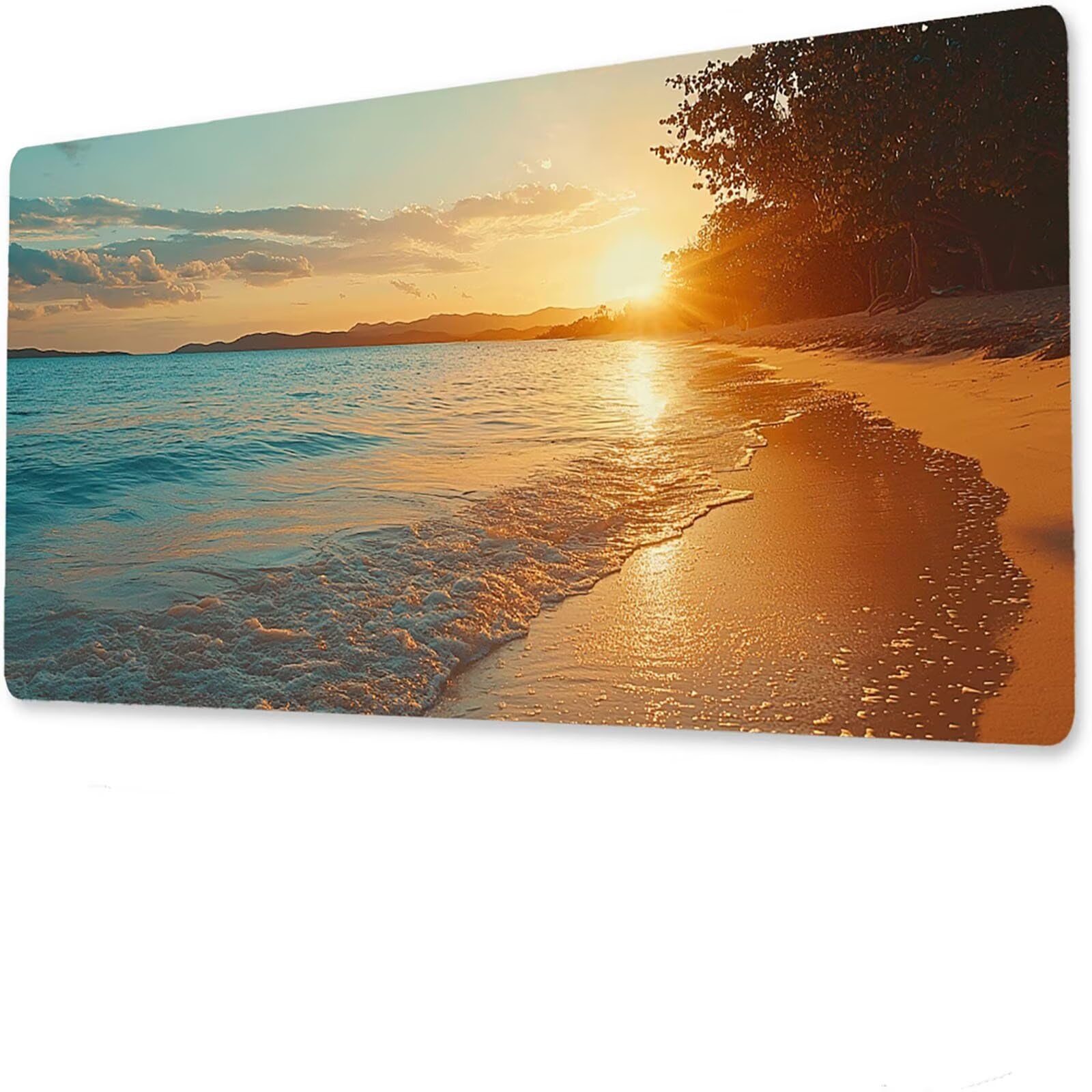 Podkładka pod mysz plażową, podkładka pod mysz do gier XXL 1200 x 600 x 5 mm, podkładka na biurko dla graczy, bardzo duża bezszwowa mata na stół dla graczy, antypoślizgowa podstawa, klawiatura