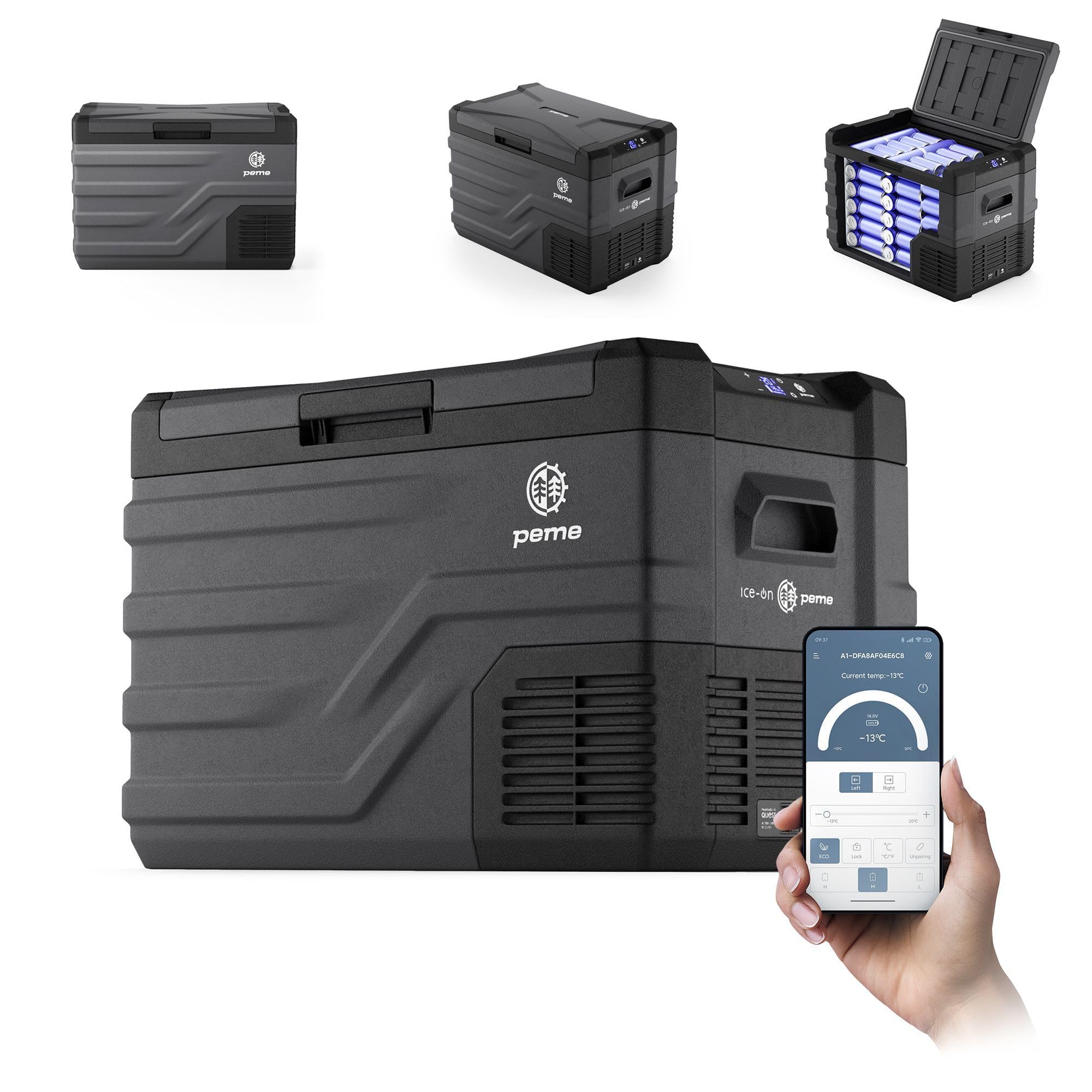 Peme Kühlbox Auto Kompressor Elektrisch Camping Kühlschrank Tragbar 35,3L 12V 24V 220-240V LCD Display