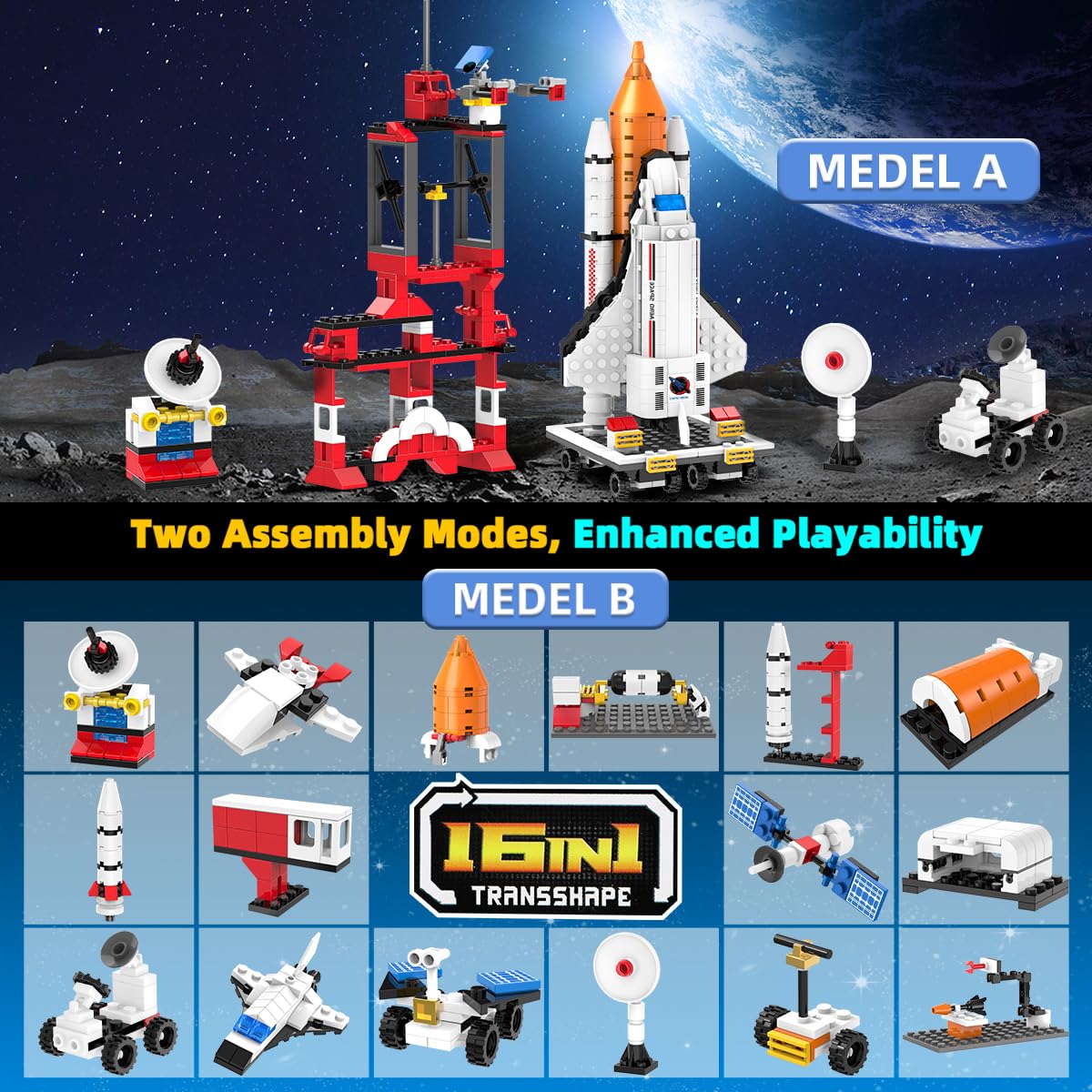 QLT City Space Rocket Launch Center Building Toy Set 16 in 1