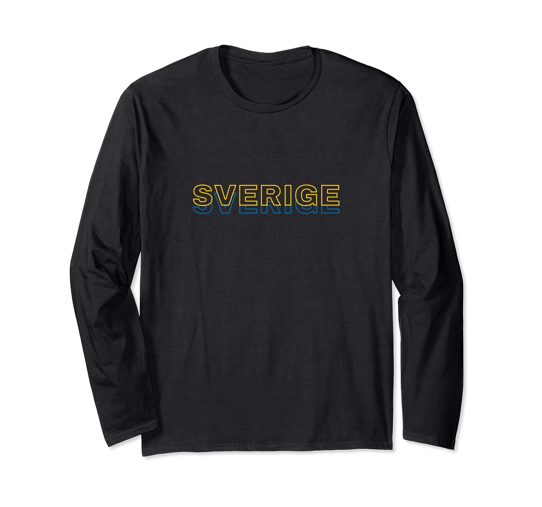 Flag Sweden Long Sleeve T-Shirt, Black