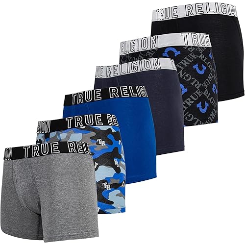 True Religion Mens Boxer Briefs Cotton Stretch Underwear for Men Pack of 6
