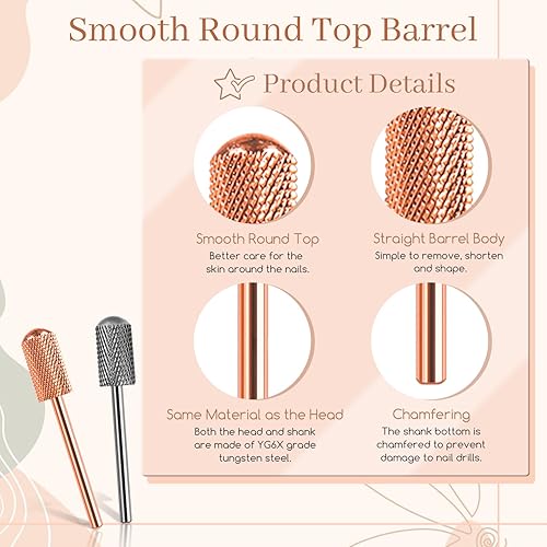 Miniatura 4 de Brocas para uñas, 2 brocas de seguridad para taladro de uñas, brocas de carburo de tungsteno, juego de brocas eléctricas de 332 pulgadas para