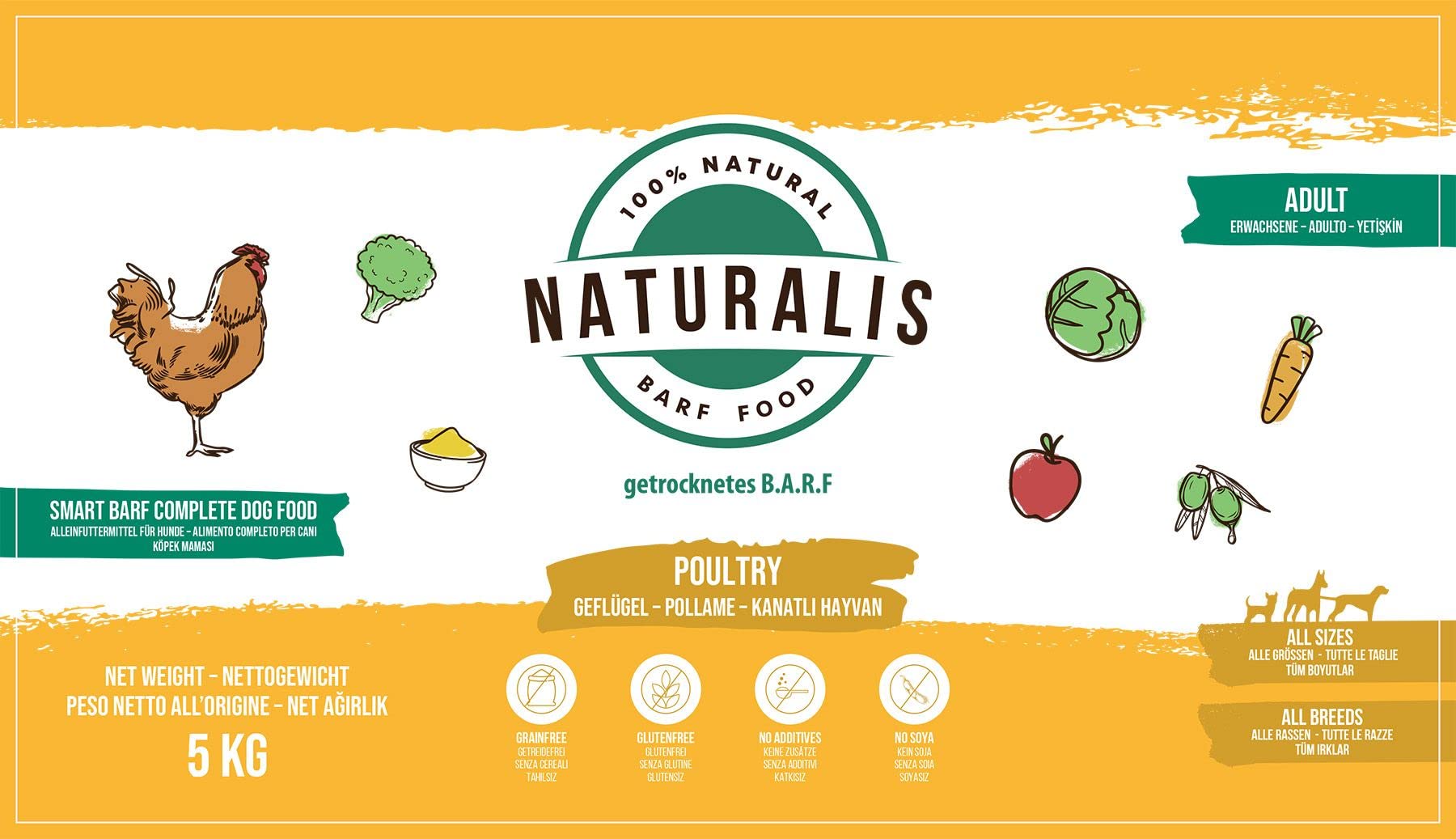Carne Para Perros Naturalis Smart 80 Barf - Comida Para Perros, 5 Kg, Cordero, Pienso Completo, Sin Aditivos, Sin Cereales, Sin Soja, Sin Gluten, Hipoalergénico Pienso Natural Perros