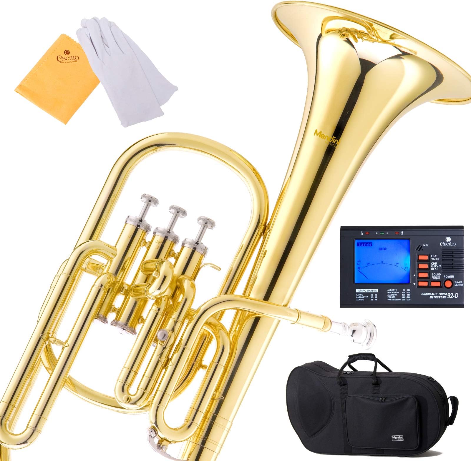 Mendini E Flat Alto Horn with Stainless Steel Pistons, Lacquered