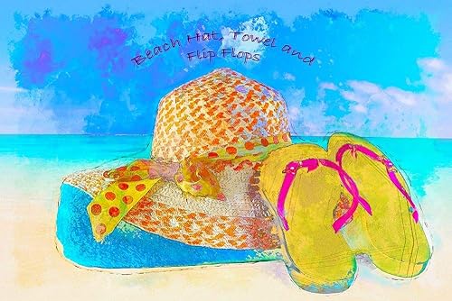 Posterazzi PDXFAS2184SMALL Toalla de playa con sombrero y chanclas Ronald Bolokofsky Poster Print, 24 x 18, Multicolor disponible en Yaxa Peru