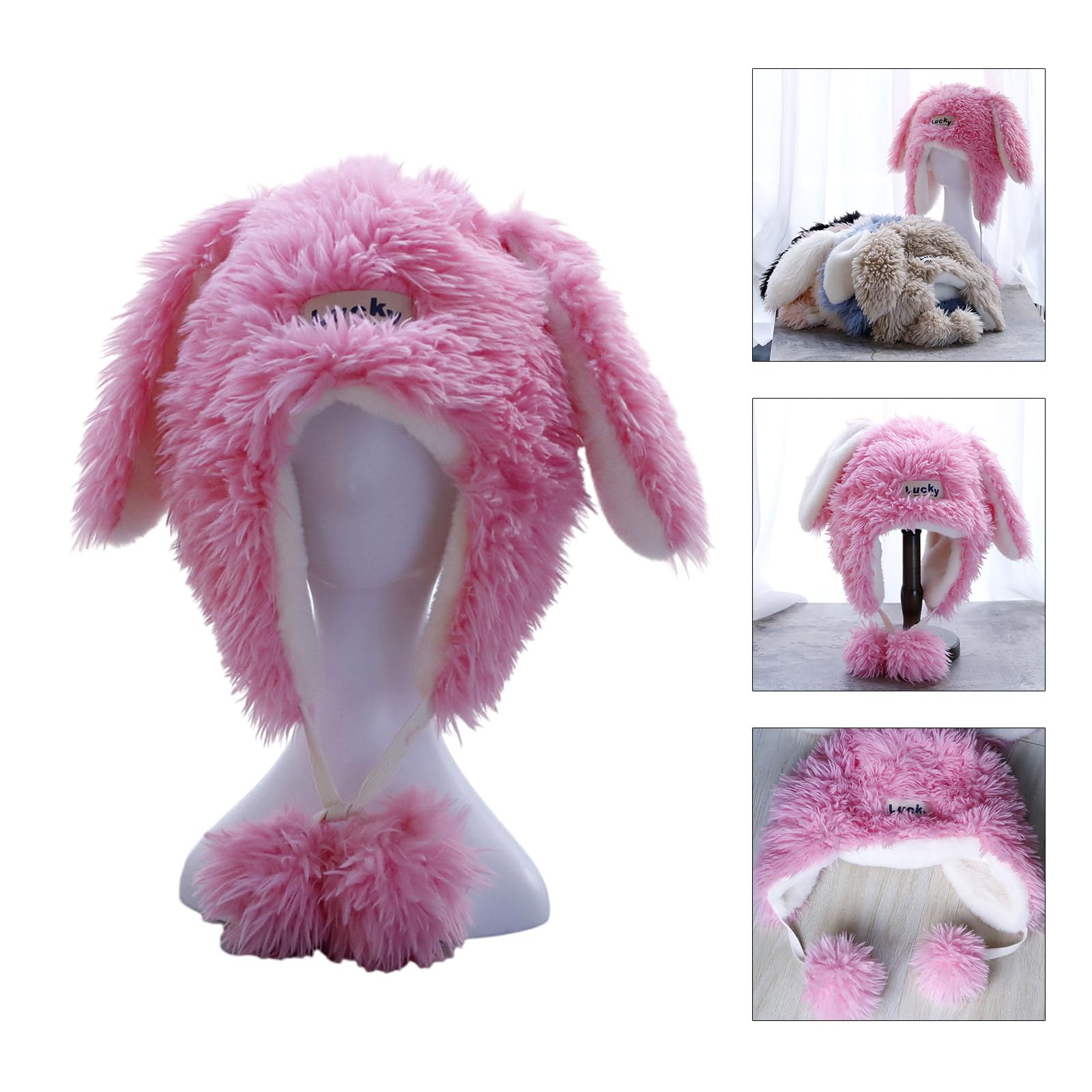 GRABAGECAN Shape Trapper Hat Adult Ear Protect Hat Winter Warmer Hat Cold Winter Presents for Students Teenagers Pink